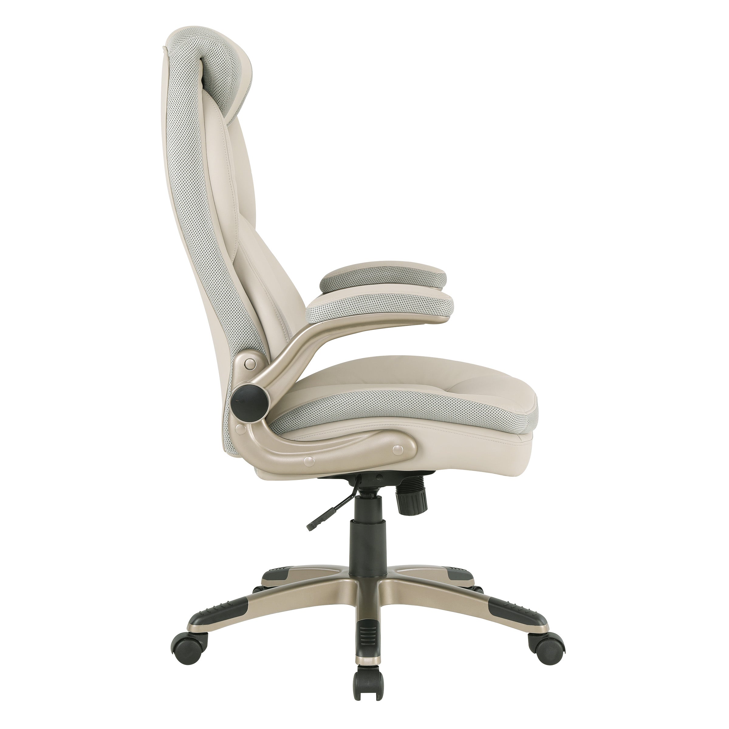 Exec Bonded Lthr Office Chair - Taupe / Cocoa