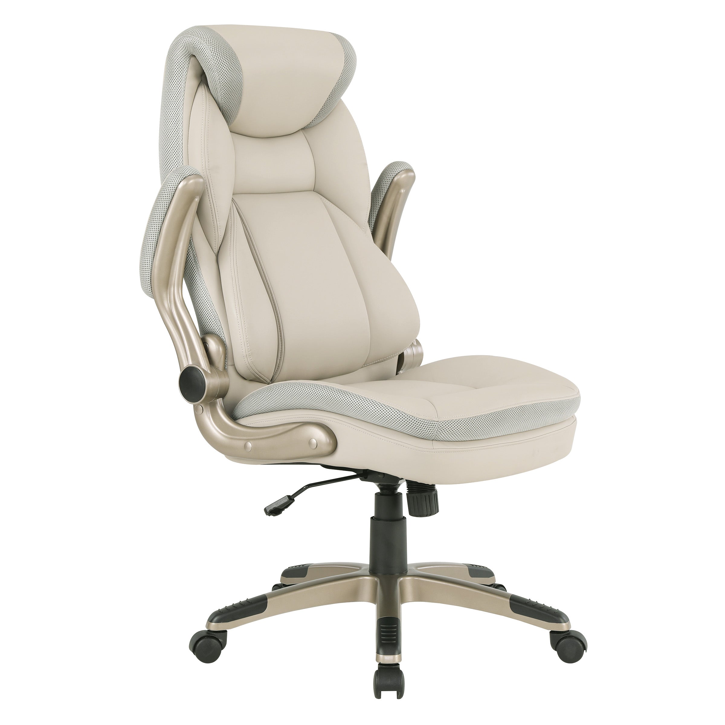 Exec Bonded Lthr Office Chair - Taupe / Cocoa