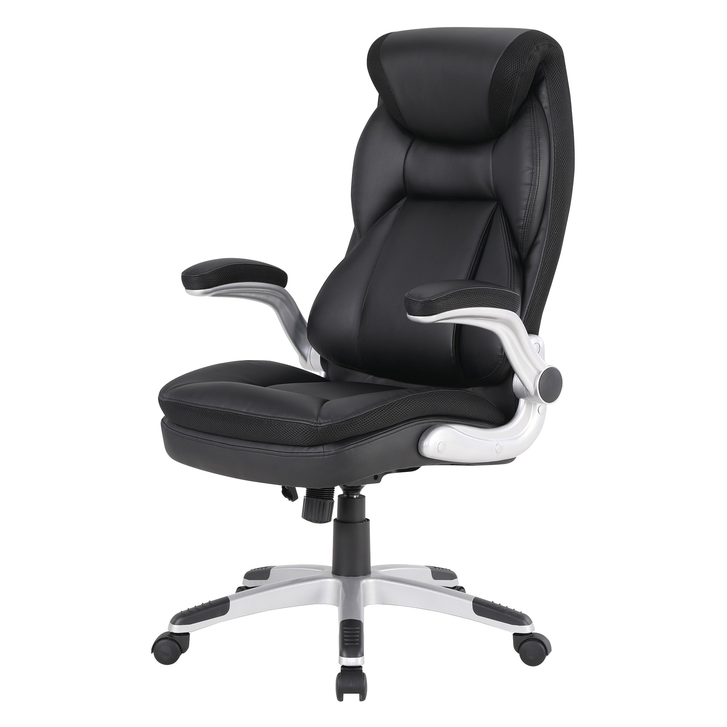 Exec Bonded Lthr Office Chair - Black / Silver