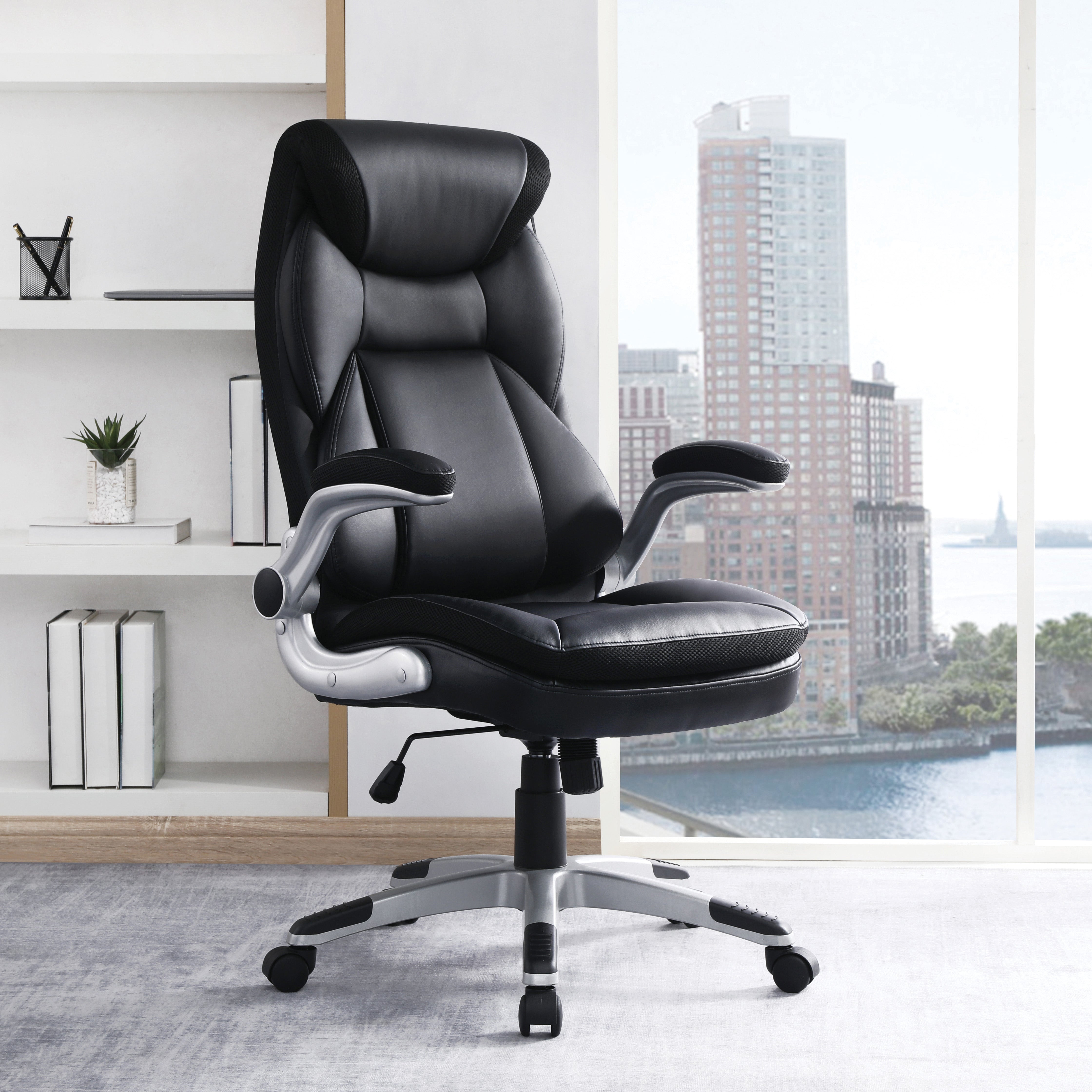 Exec Bonded Lthr Office Chair - Black / Silver