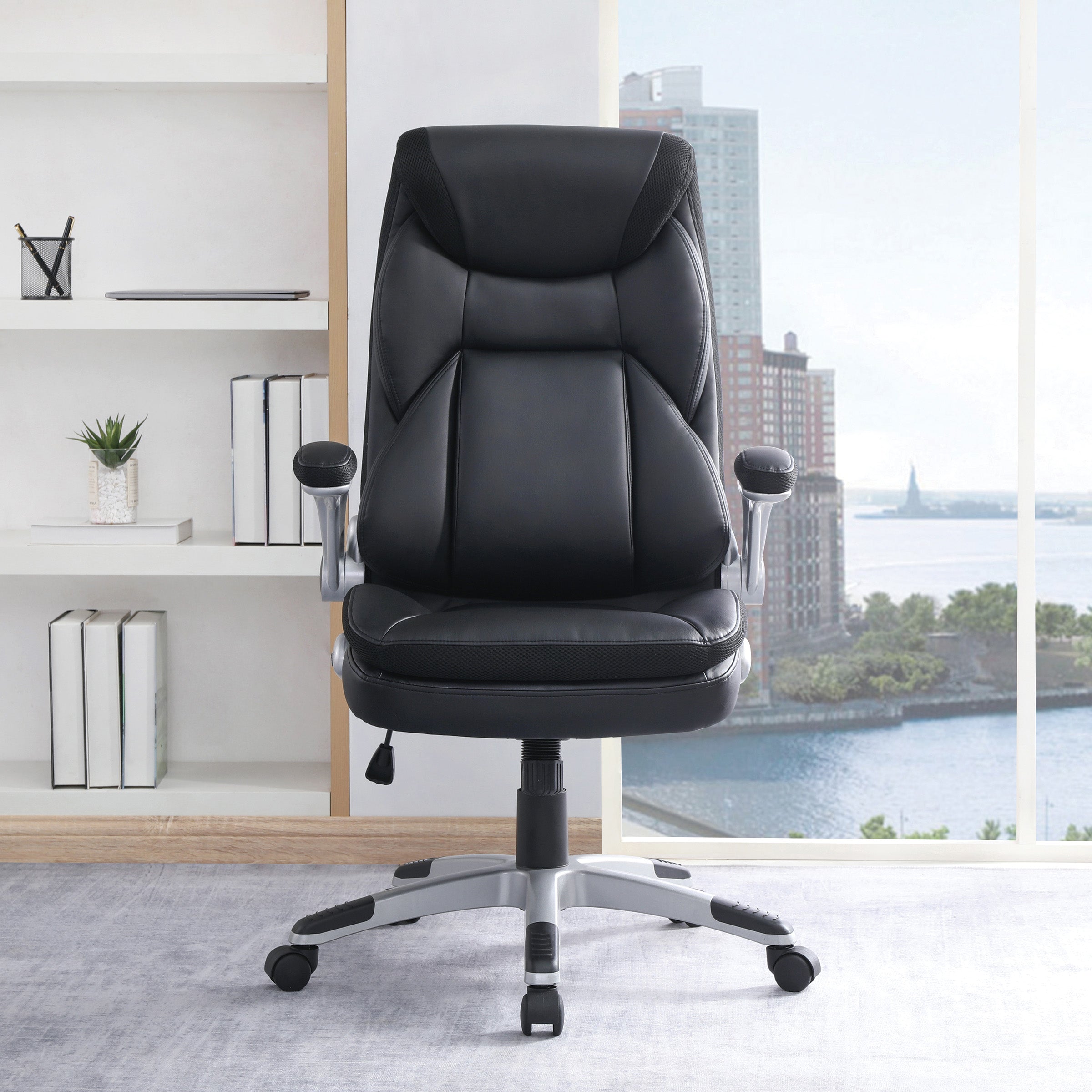 Exec Bonded Lthr Office Chair - Black / Silver