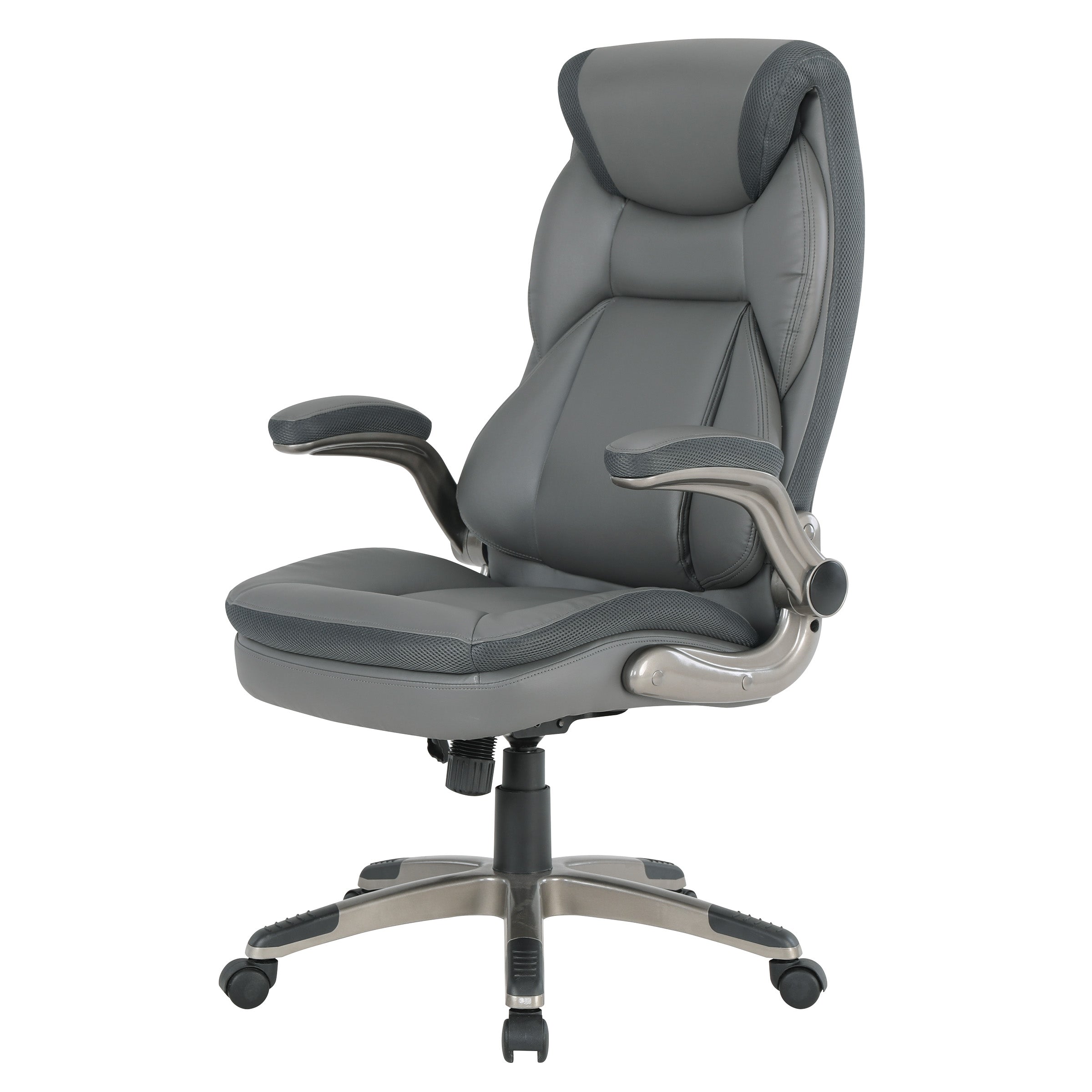 Exec Bonded Lthr Office Chair - Charcoal / Titanium