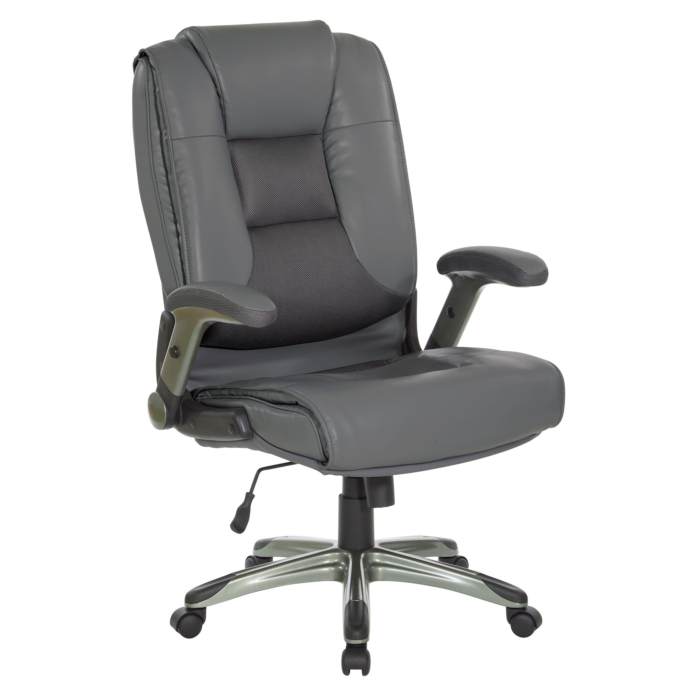 Exec Bonded Lthr Office Chair - Charcoal Grey / Titanium
