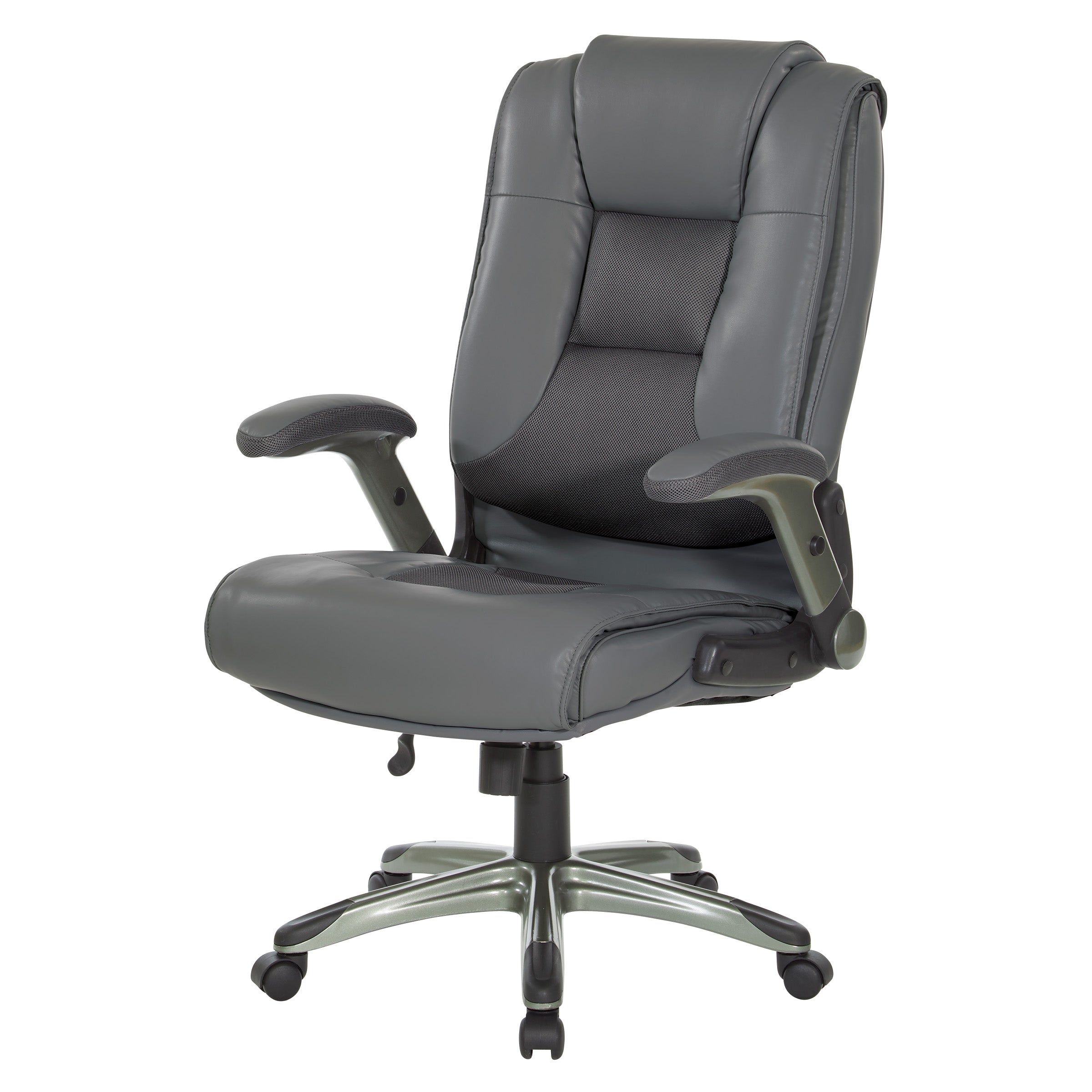 Exec Bonded Lthr Office Chair - Charcoal Grey / Titanium