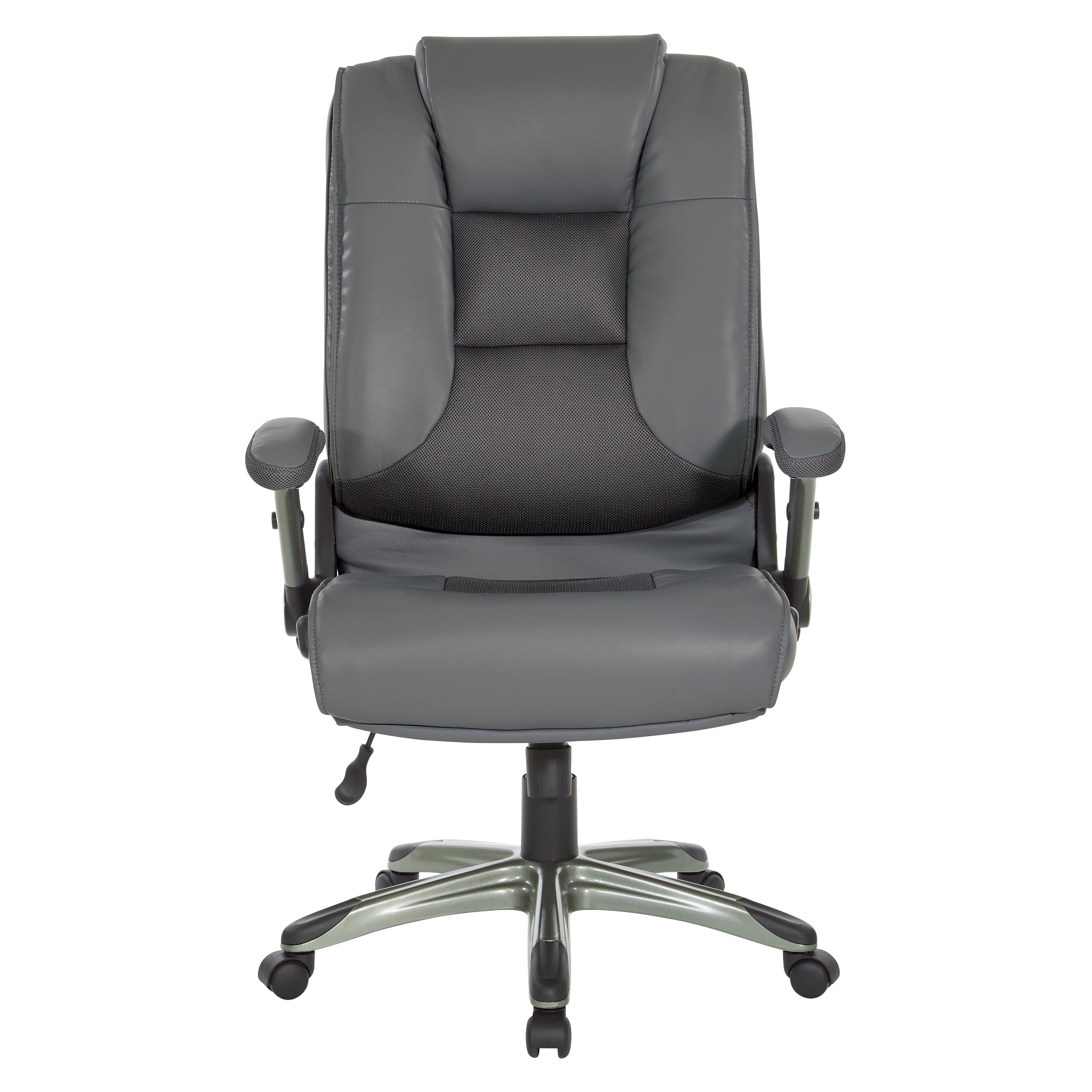 Exec Bonded Lthr Office Chair - Charcoal Grey / Titanium