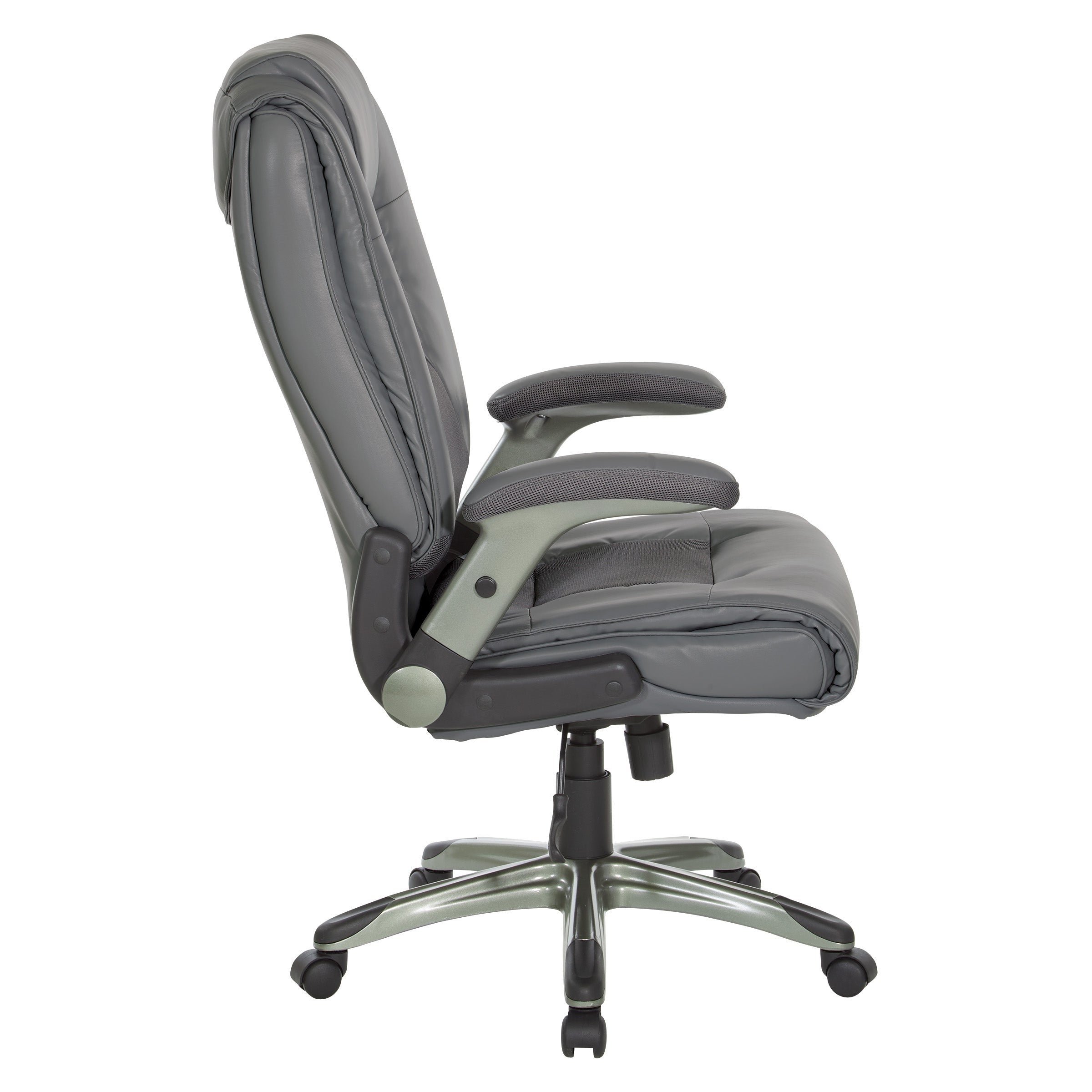 Exec Bonded Lthr Office Chair - Charcoal Grey / Titanium