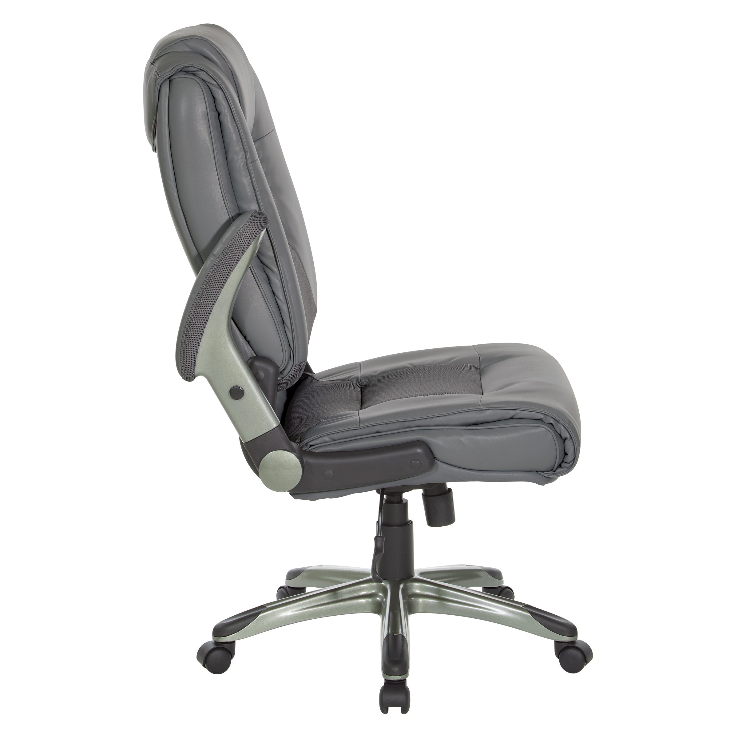Exec Bonded Lthr Office Chair - Charcoal Grey / Titanium