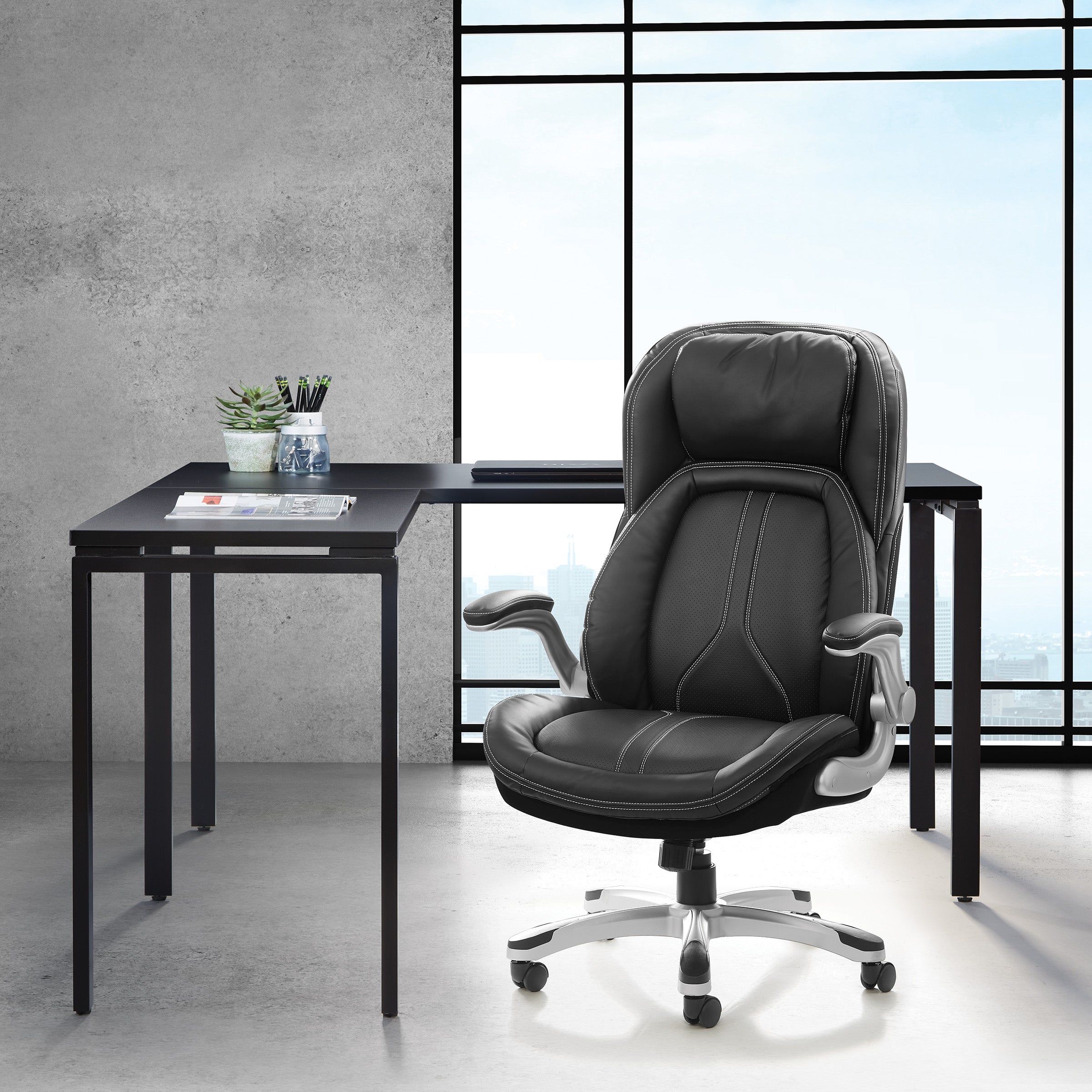Bonded Leather Executive Chair - Black