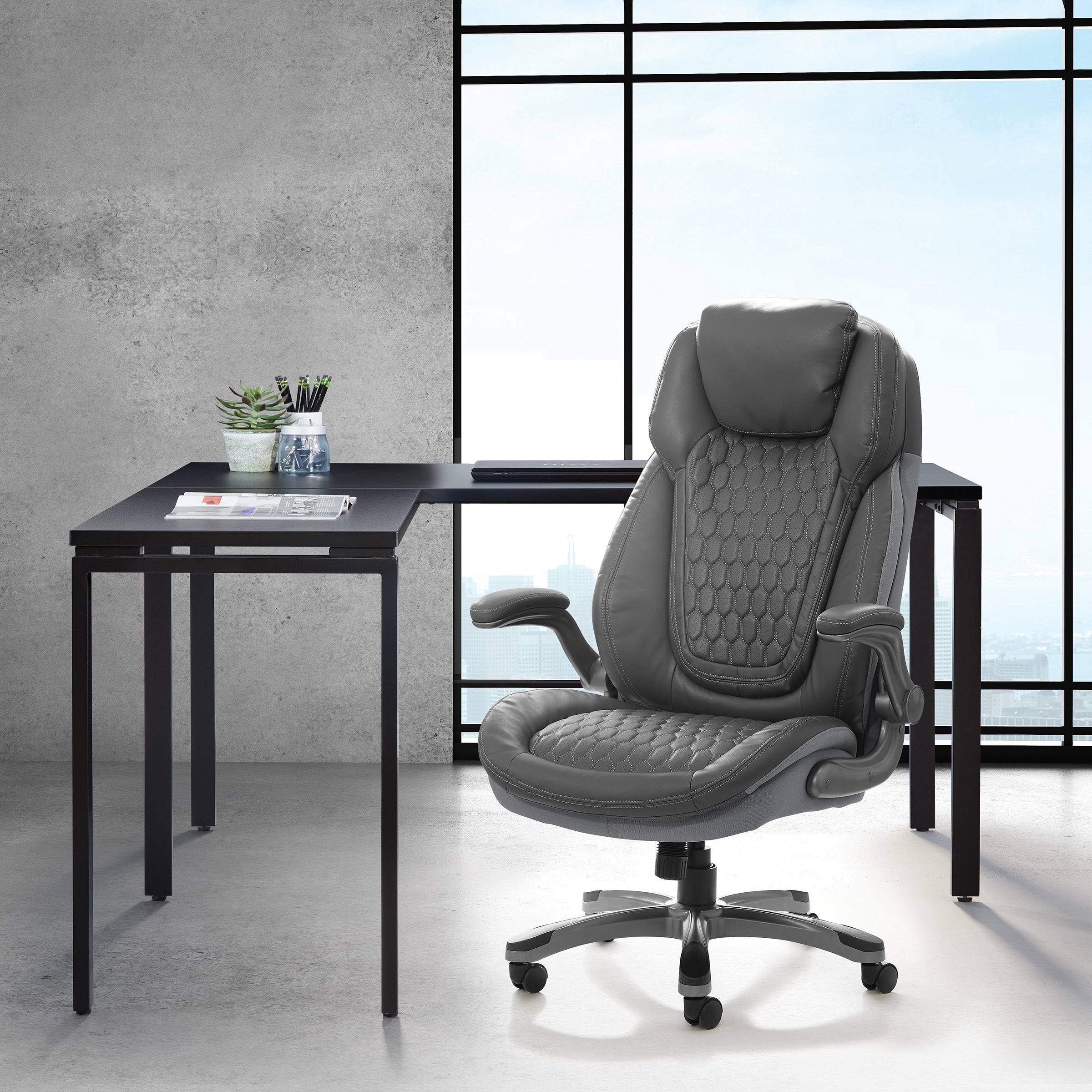 Bonded Leather Executive Chair - Grey