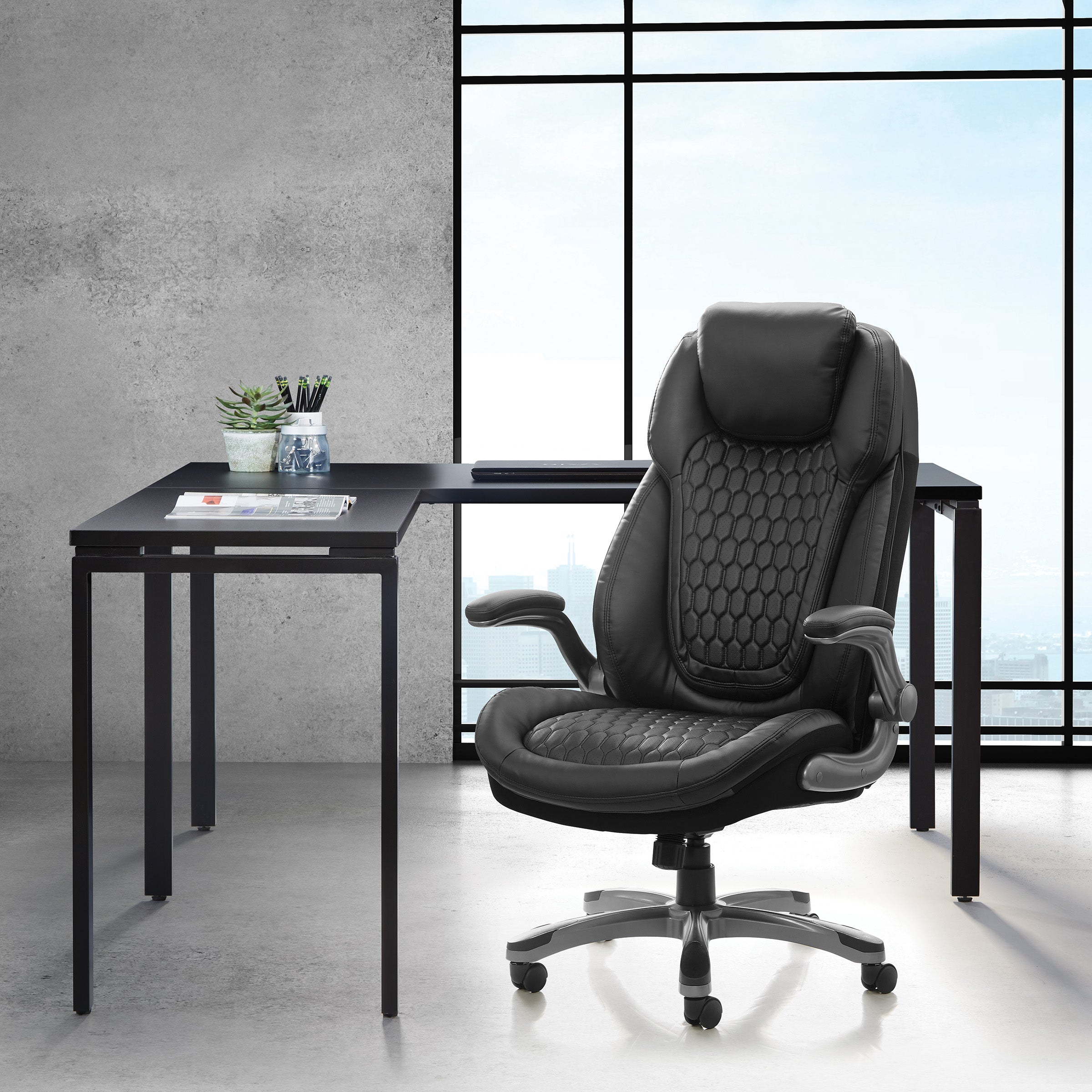 Bonded Leather Executive Chair - Black