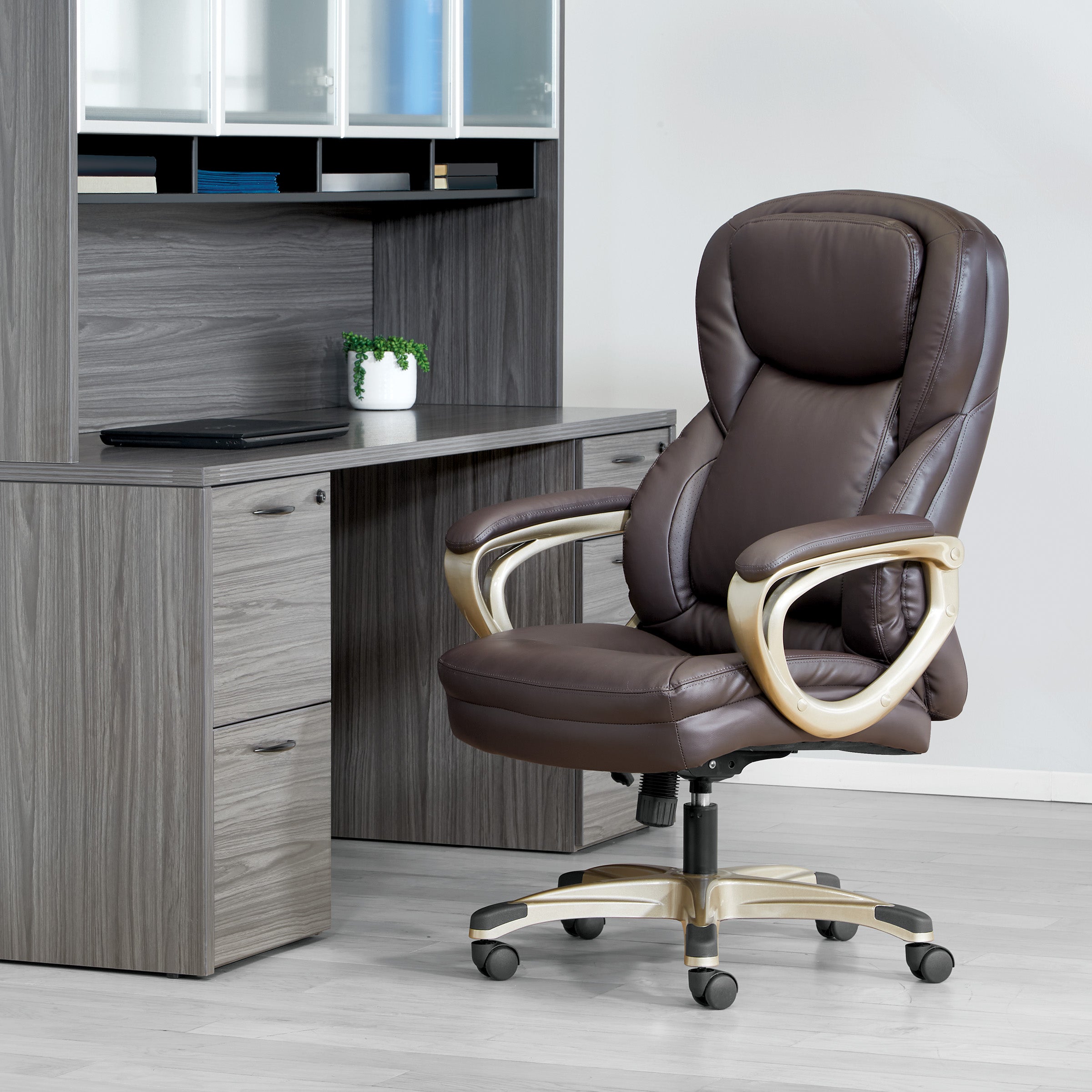 Exec Bonded Lthr Office Chair - Espresso / Cocoa
