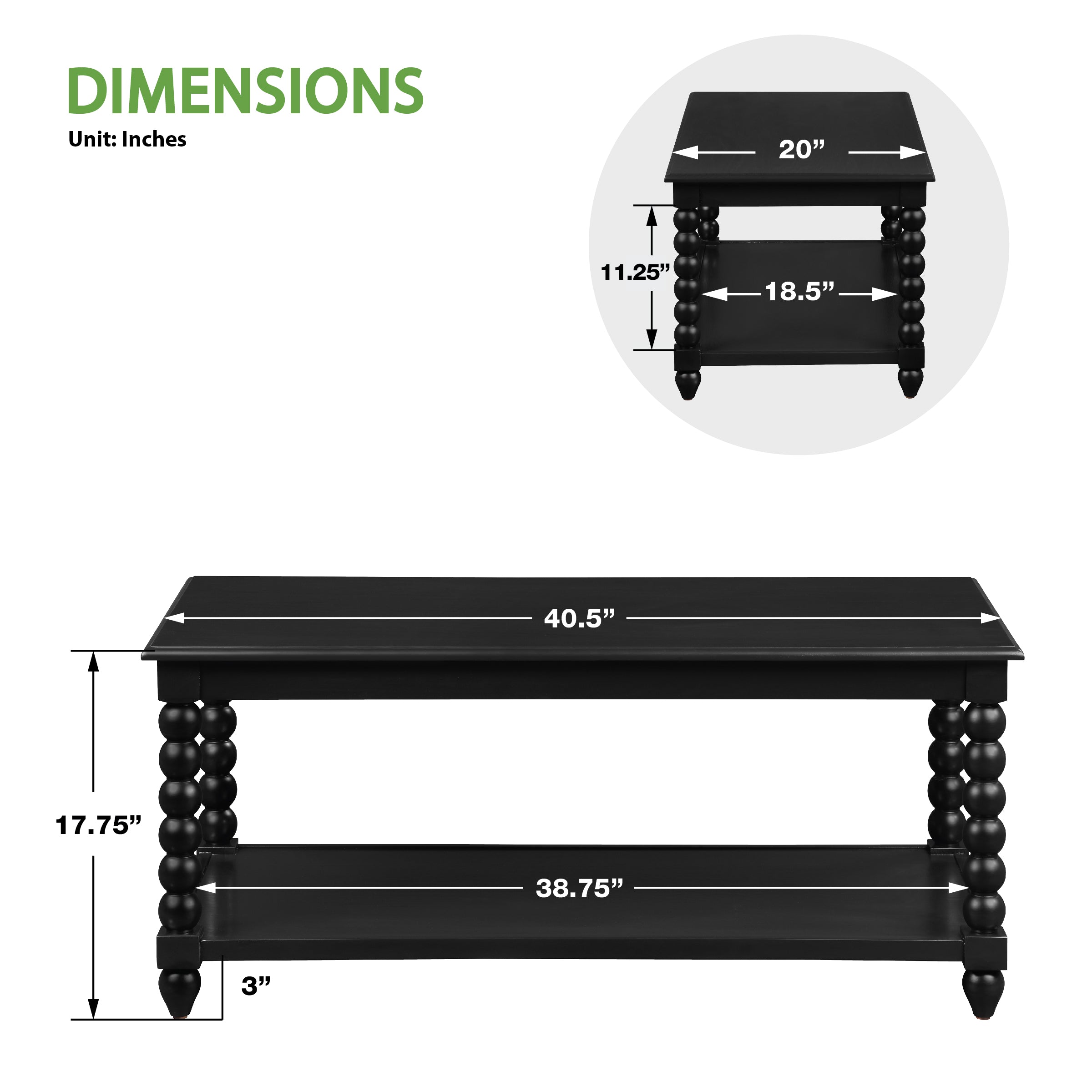 Elise Coffee Table in Black Finish - Black