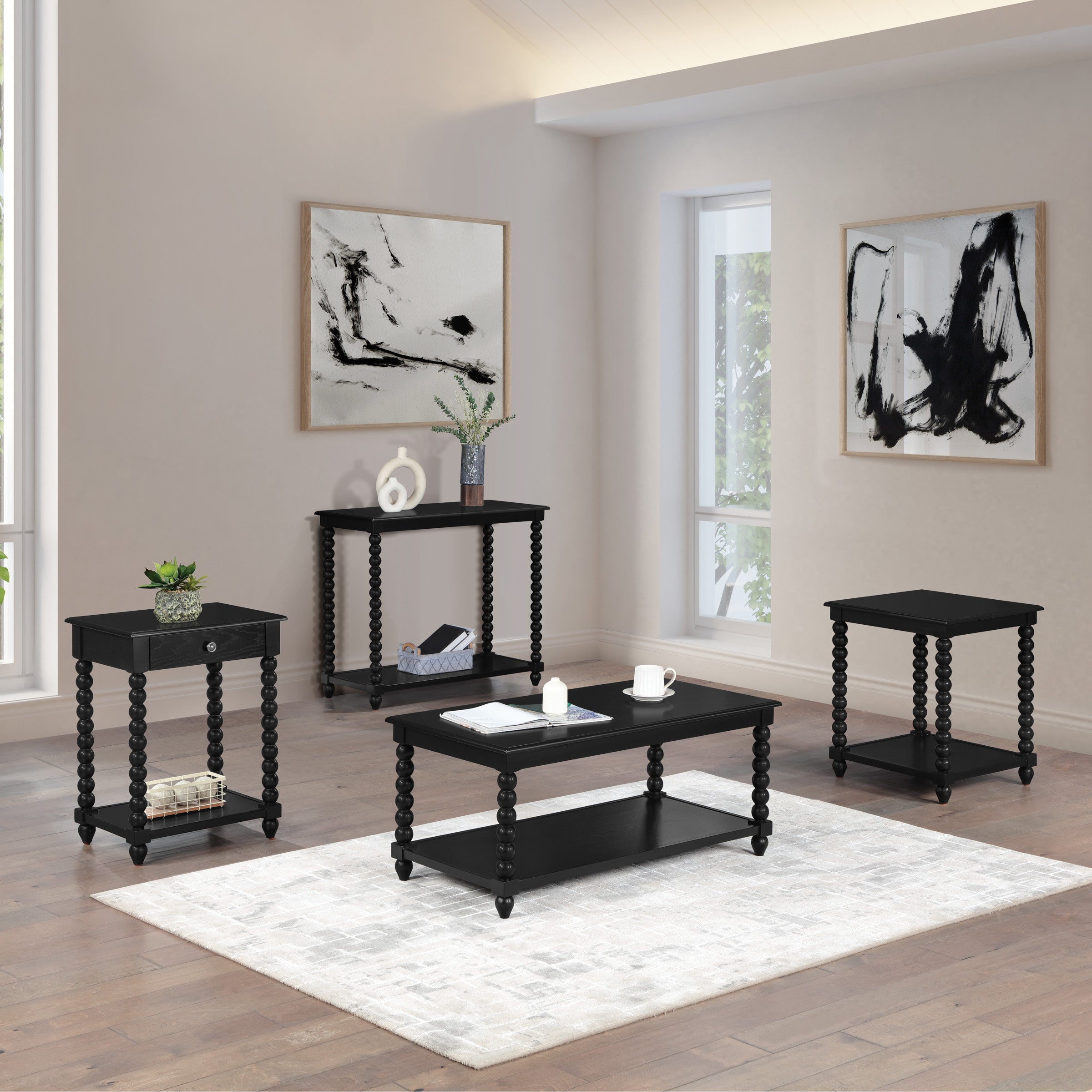 Elise Coffee Table in Black Finish - Black
