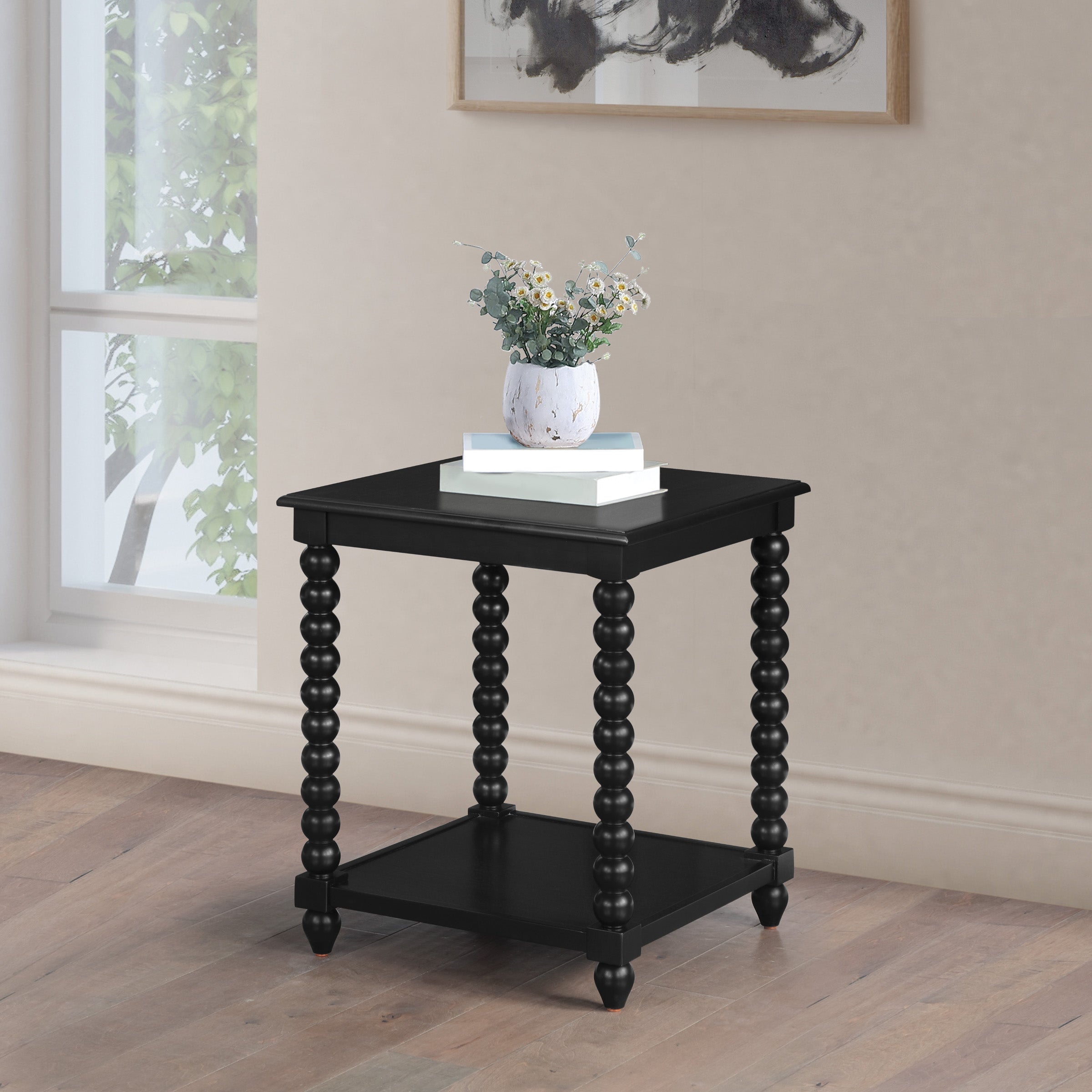Elise End Table in Black Finish - Black