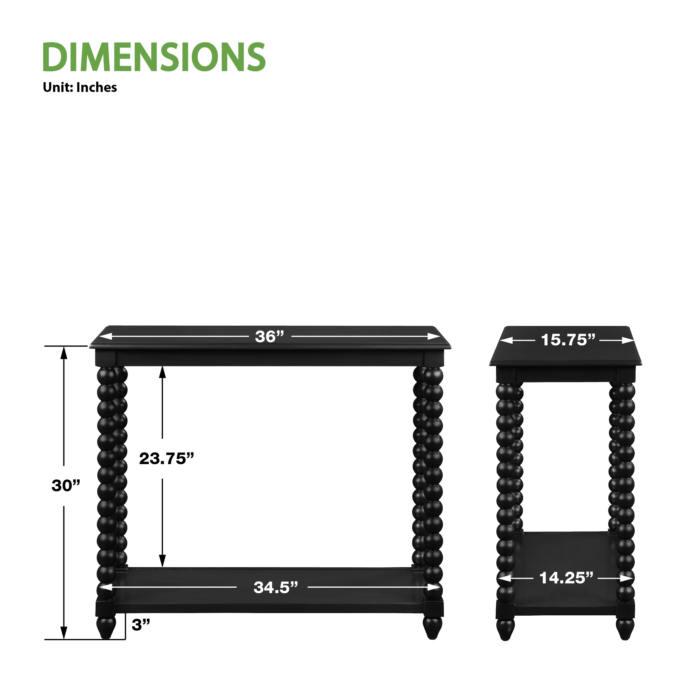 Elise Foyer Table in Black Finish - Black