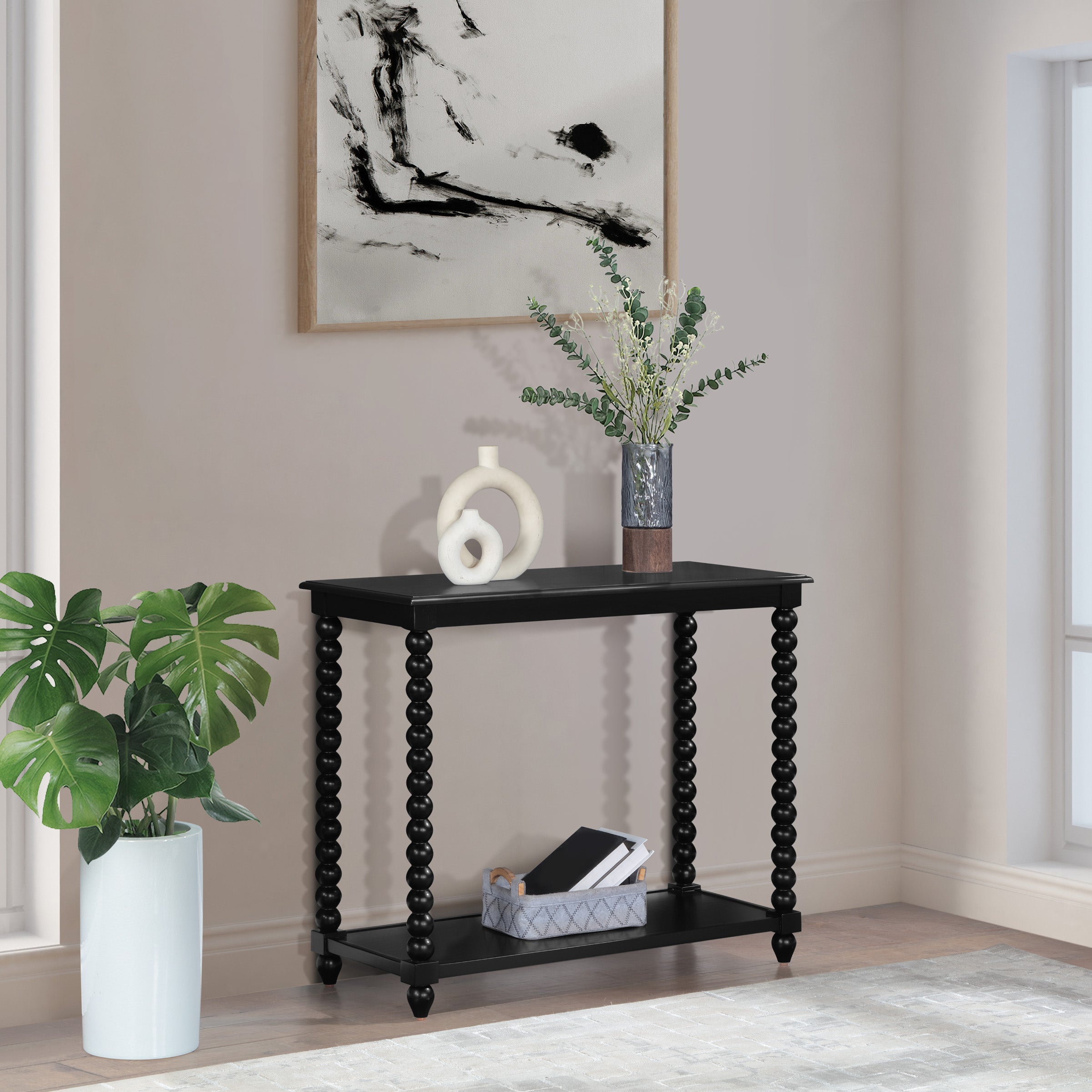 Elise Foyer Table in Black Finish - Black