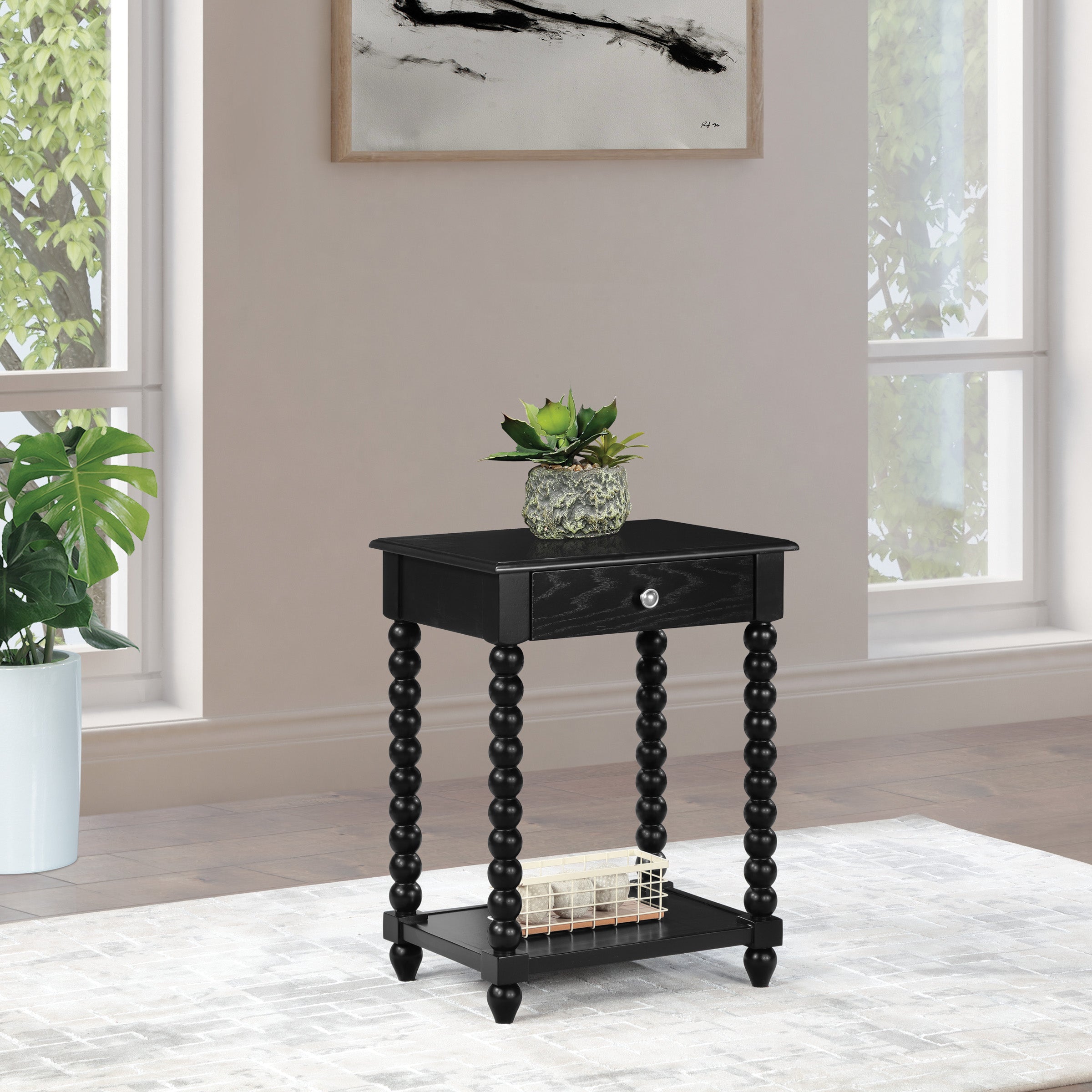 Elise Side Table in Black Finish - Black