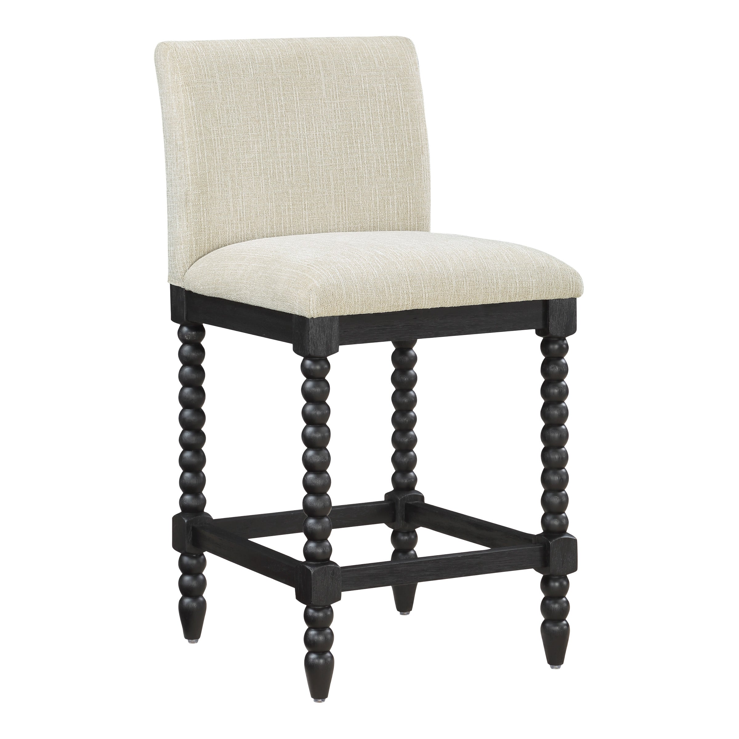 ELIZA 26" Spindle Counter Stool  - Linen / Black