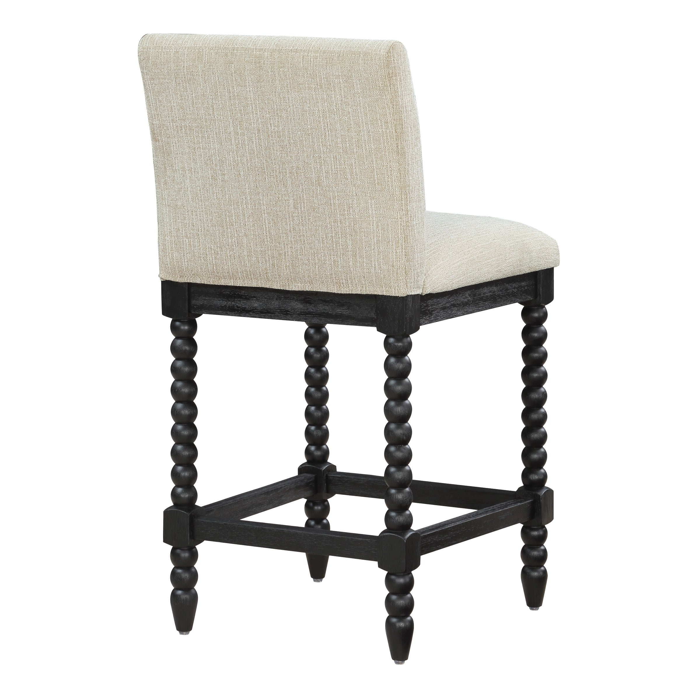 ELIZA 26" Spindle Counter Stool  - Linen / Black