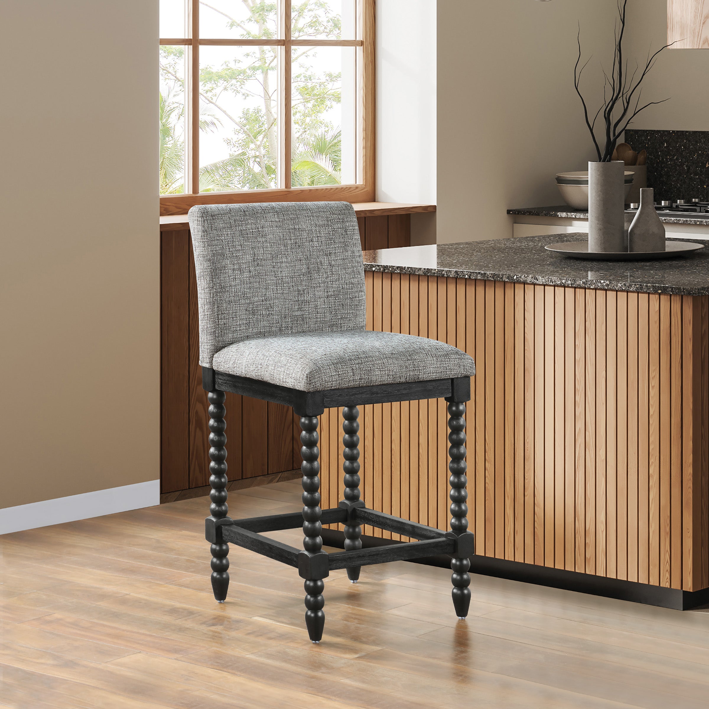 ELIZA 26" Spindle Counter Stool  - Graphite / Black