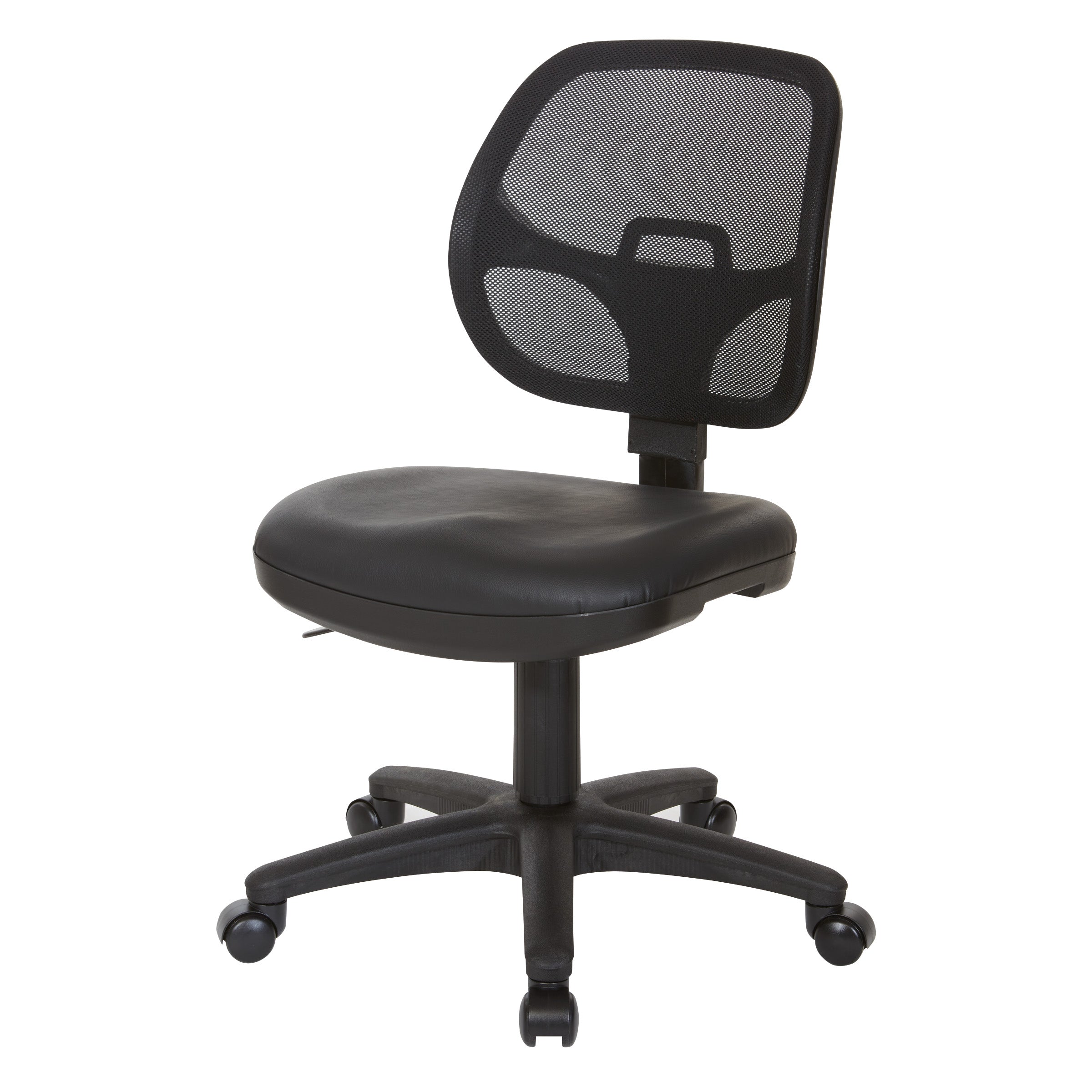 Mesh Screen Back Task Chair with Vinyl Seat - Black