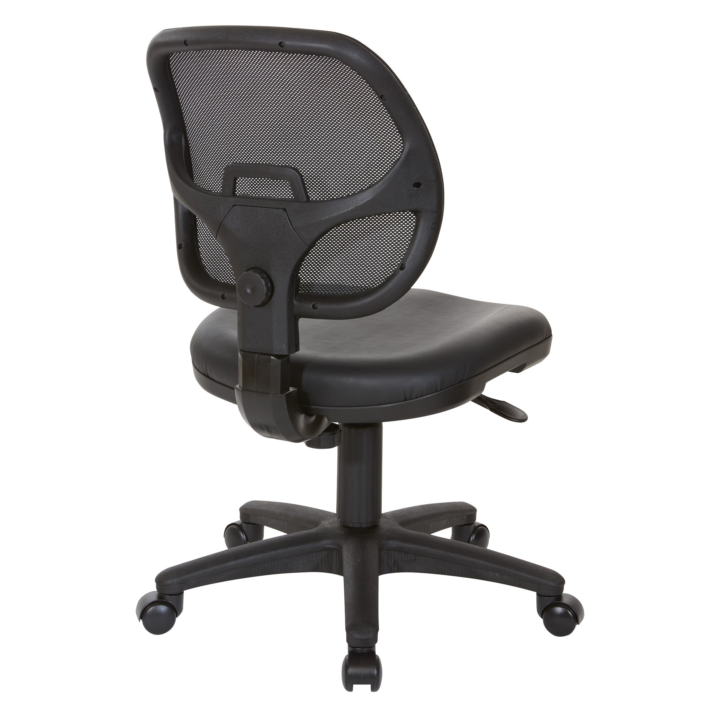 Mesh Screen Back Task Chair with Vinyl Seat - Black