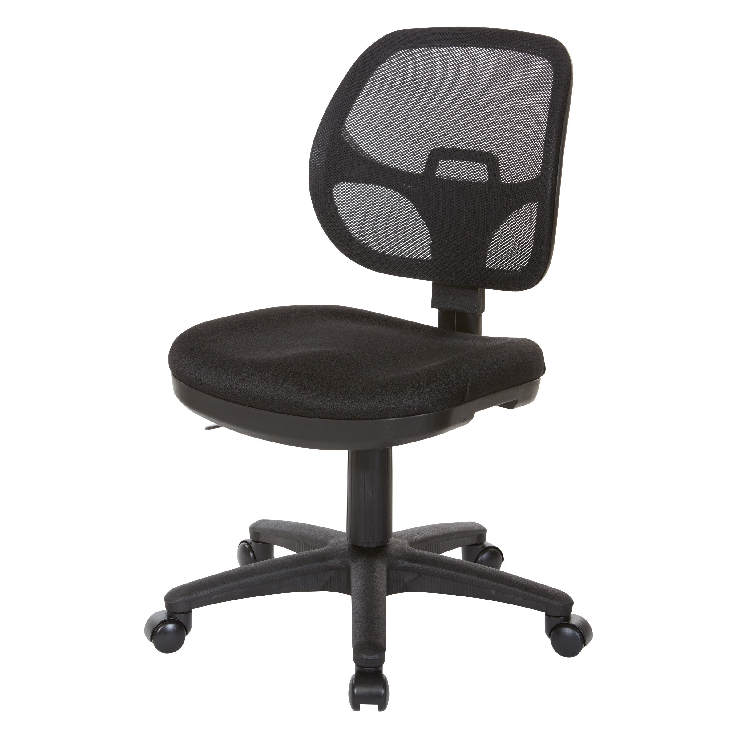 Mesh Screen Back Task Chair with Fabric Seat - Black