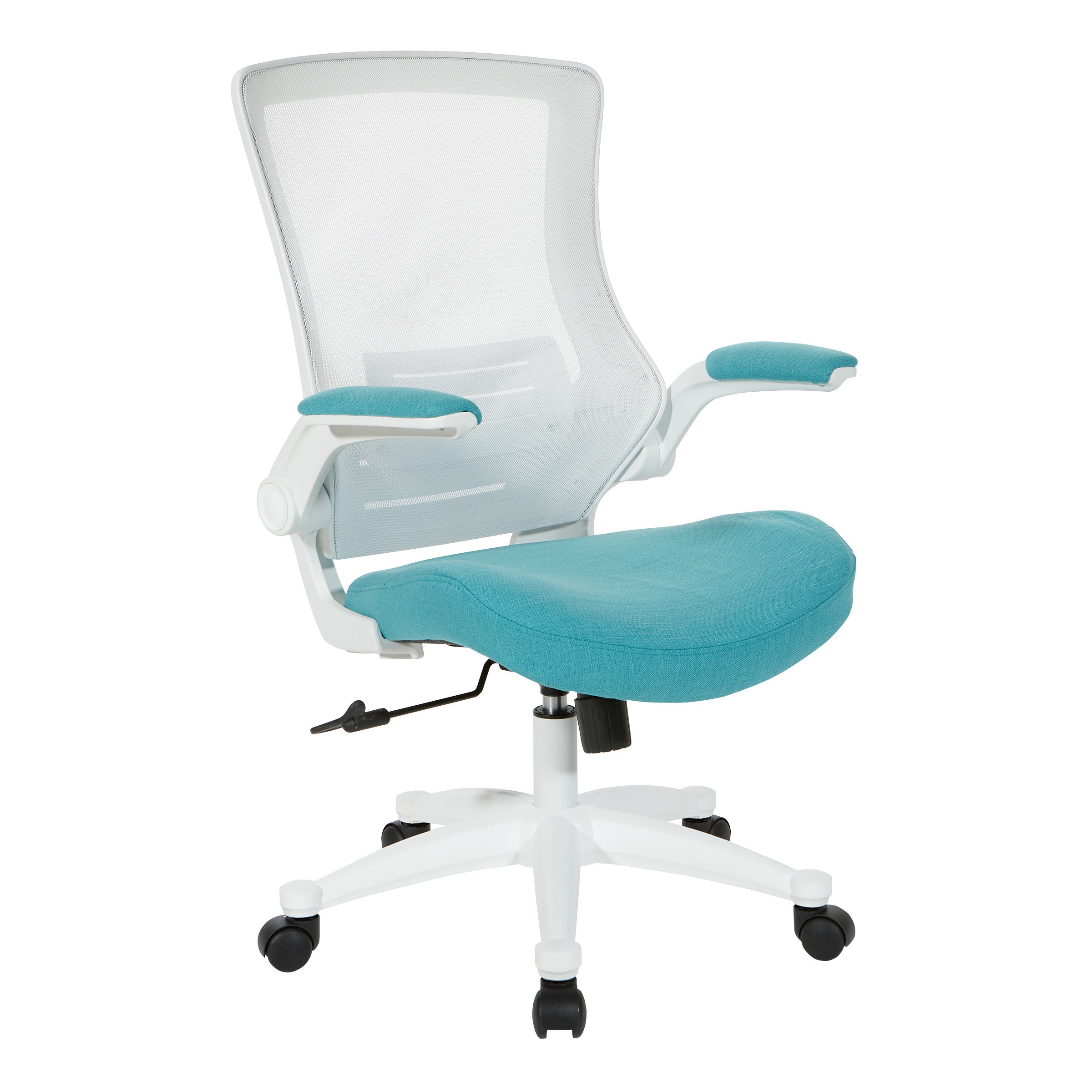 White Screen Back Manager's Chair - Linen Turquoise