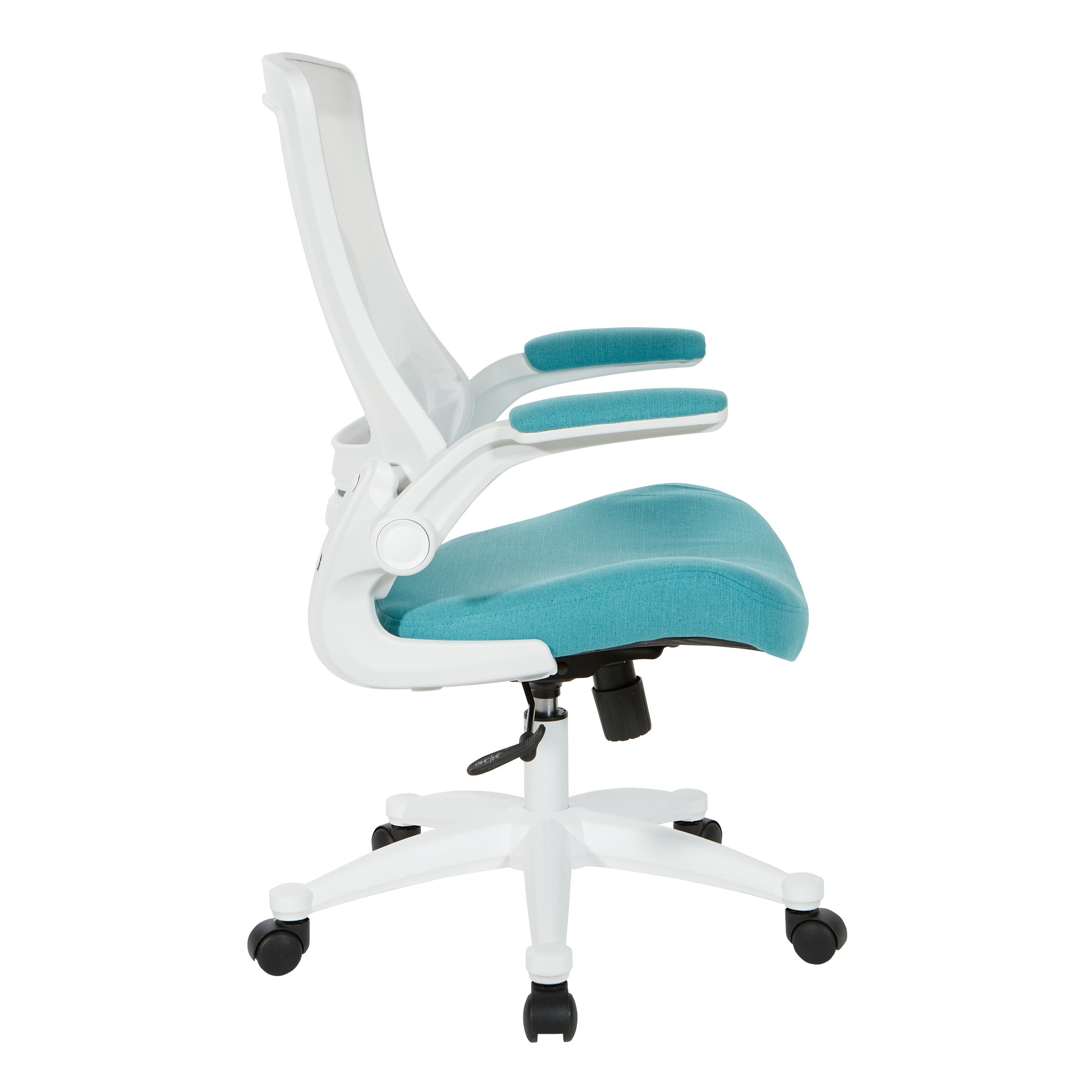 White Screen Back Manager's Chair - Linen Turquoise