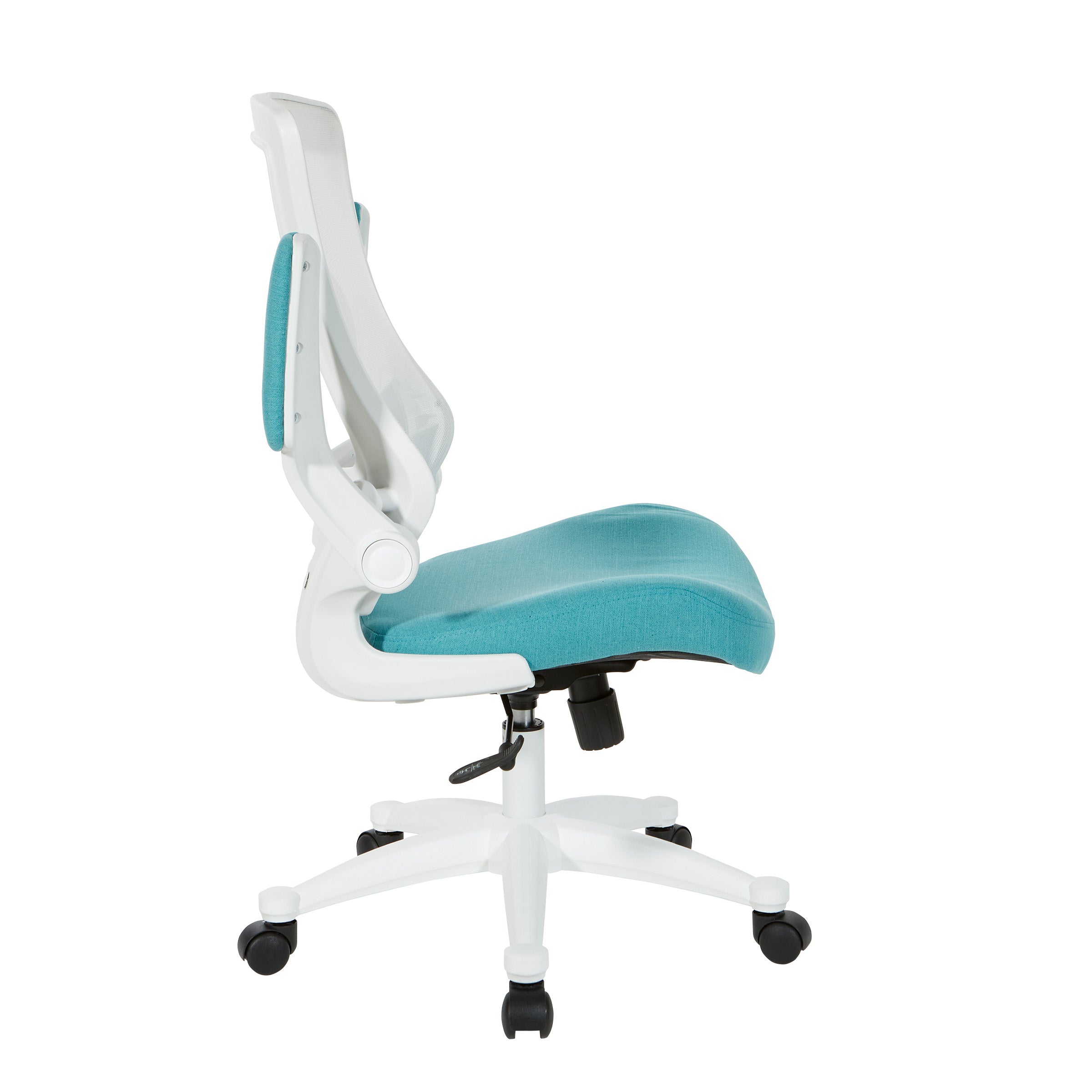 White Screen Back Manager's Chair - Linen Turquoise