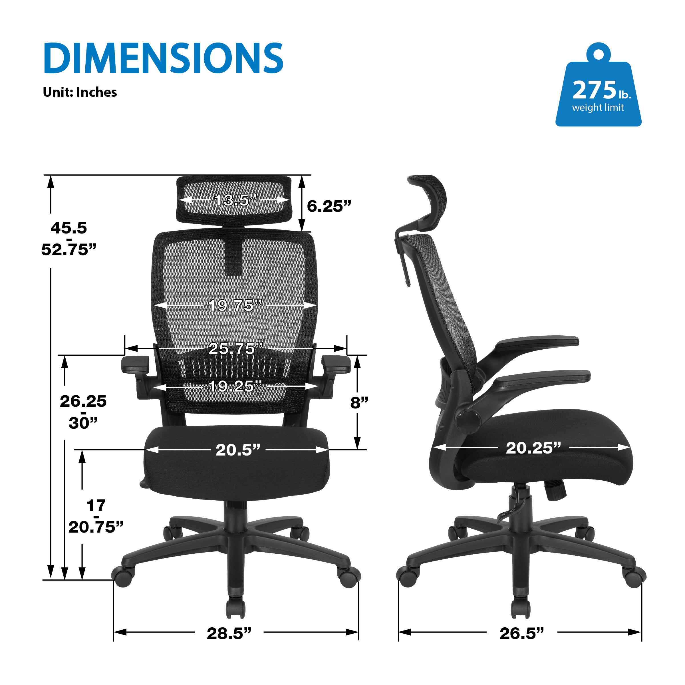 Mesh Back Manager's Chair/Headrest - Black
