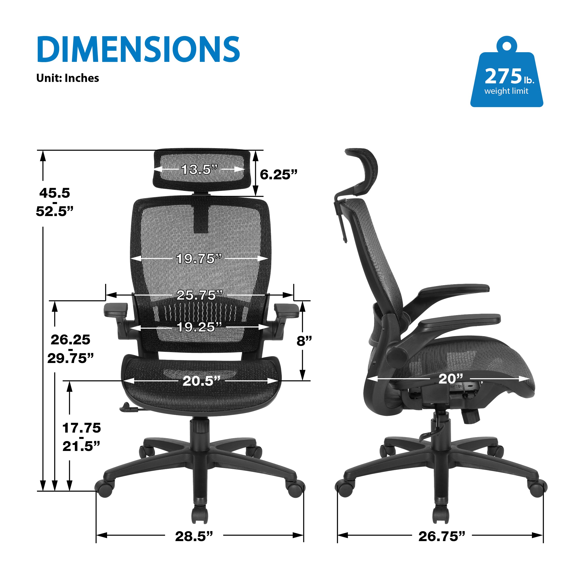 Mesh Back Manager's Chair/Headrest - Black