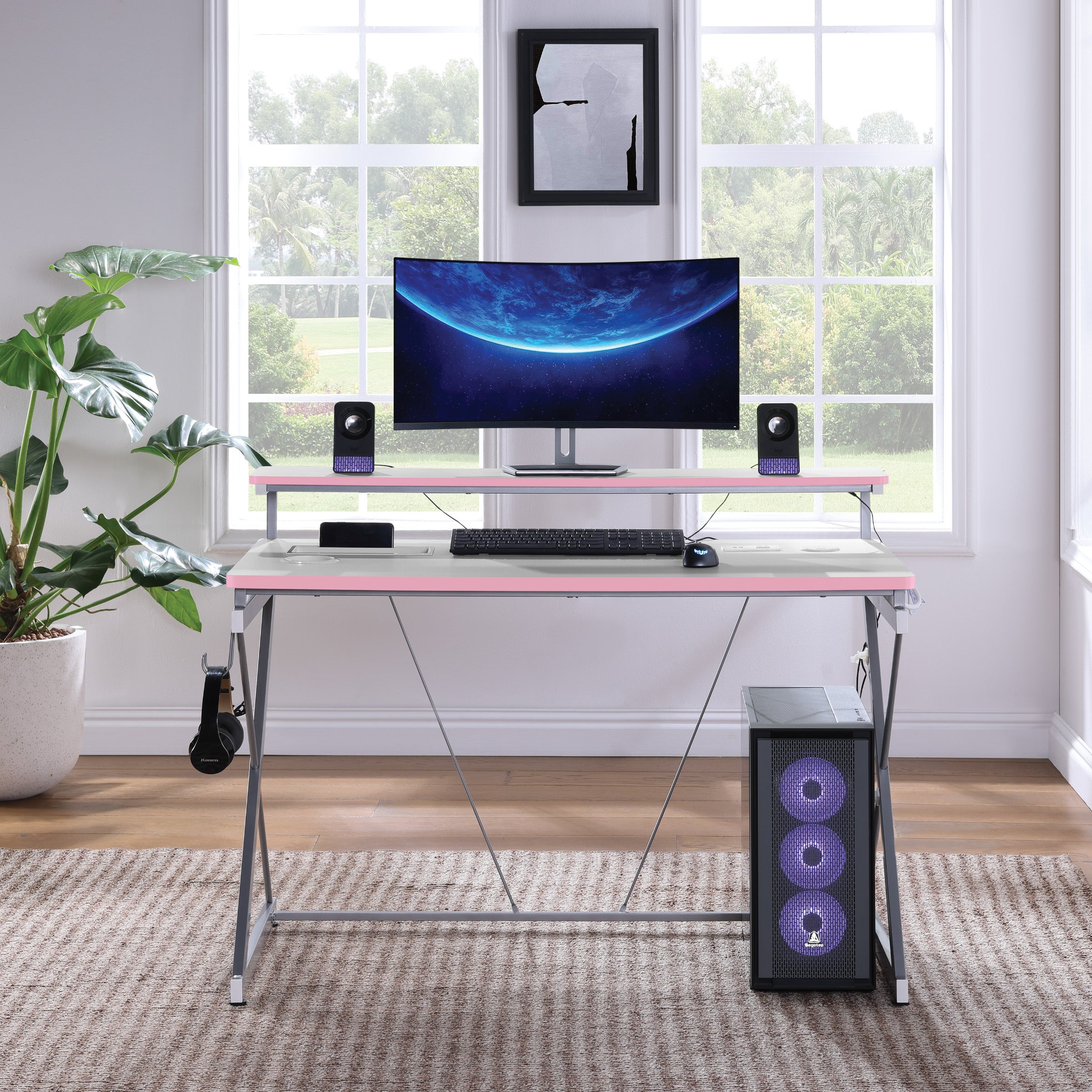 Emulator Gaming Desk - Pink / Carbon
