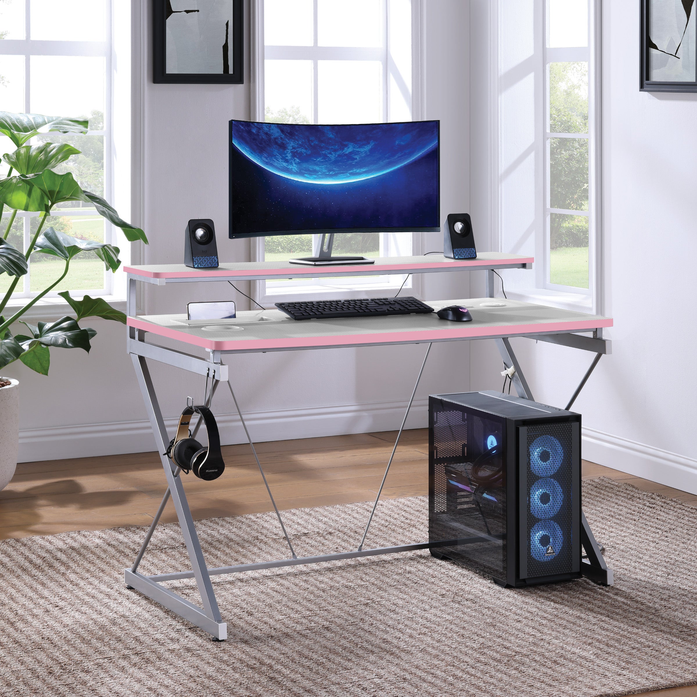 Emulator Gaming Desk - Pink / Carbon