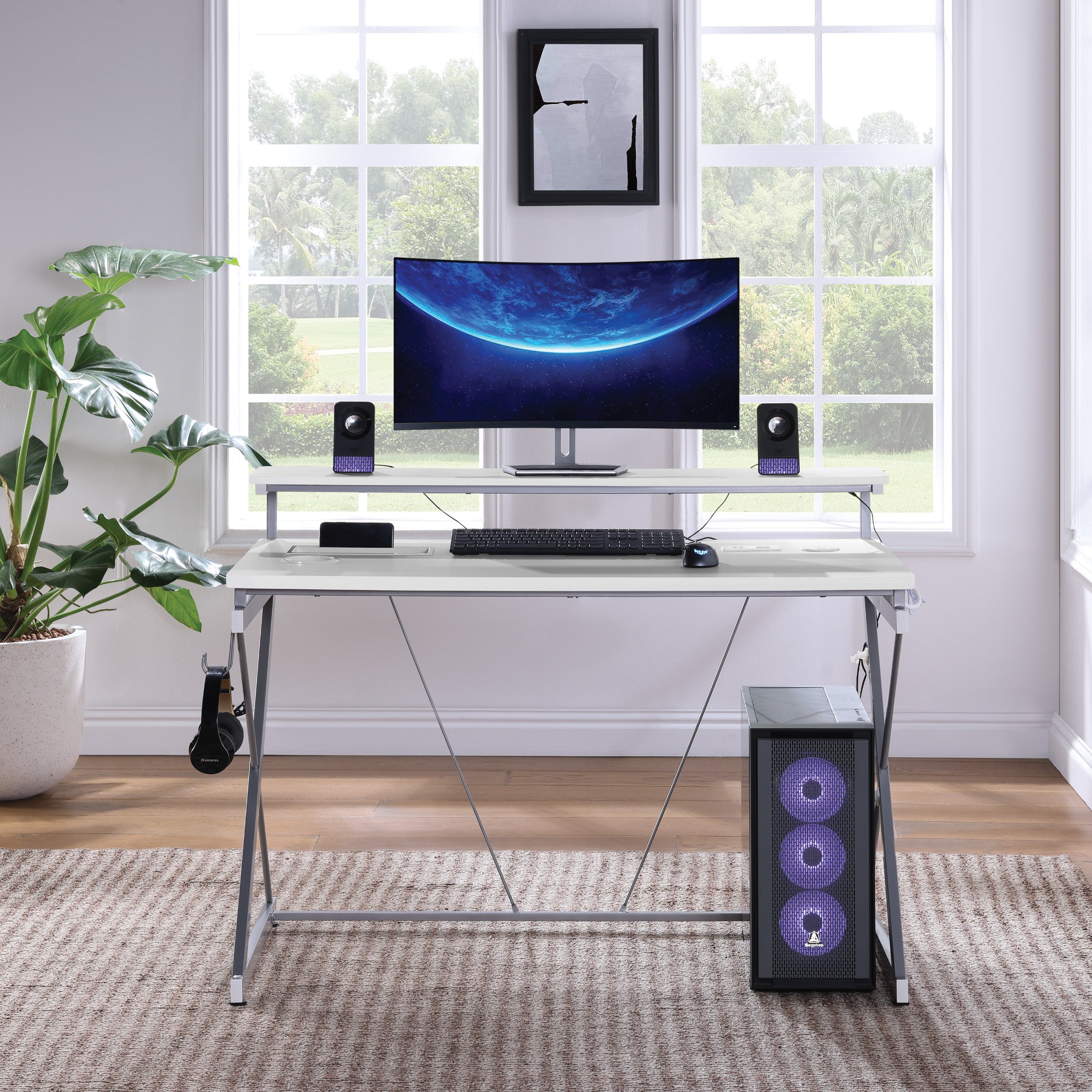 Emulator Gaming Desk - White/ Carbon