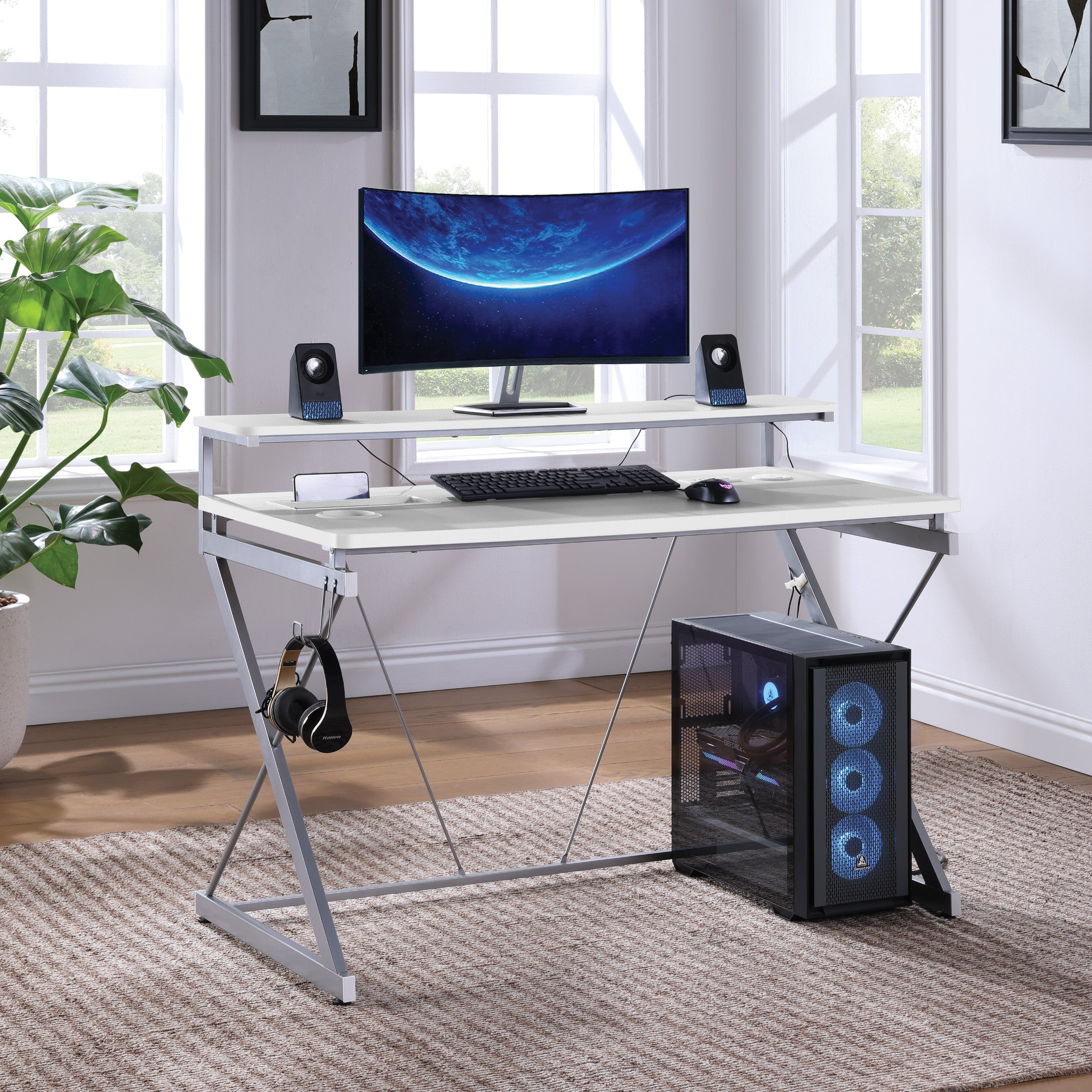 Emulator Gaming Desk - White/ Carbon