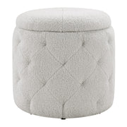 Erindale Round Storage Ottoman - Sherpa Fog