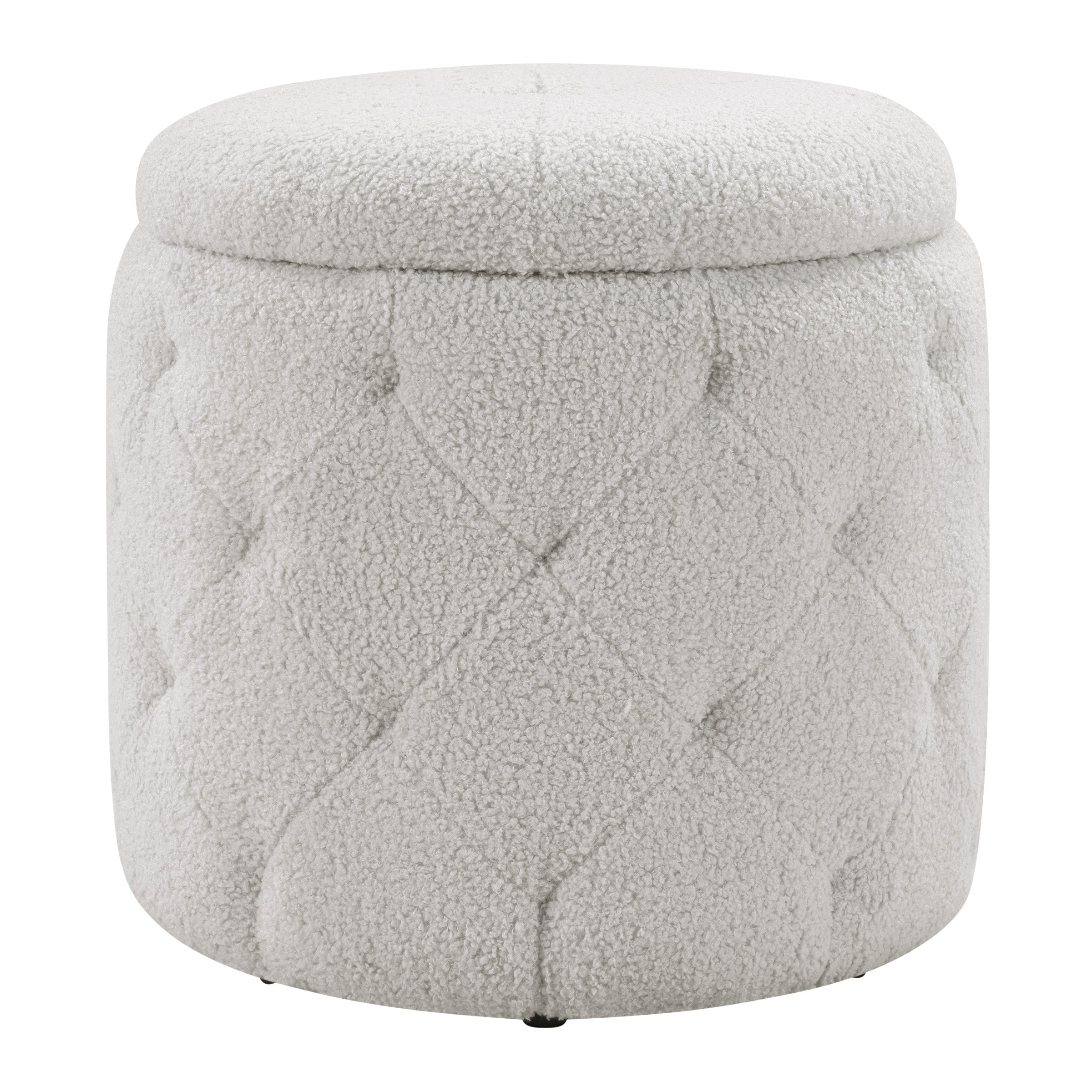 Erindale Round Storage Ottoman - Sherpa Fog