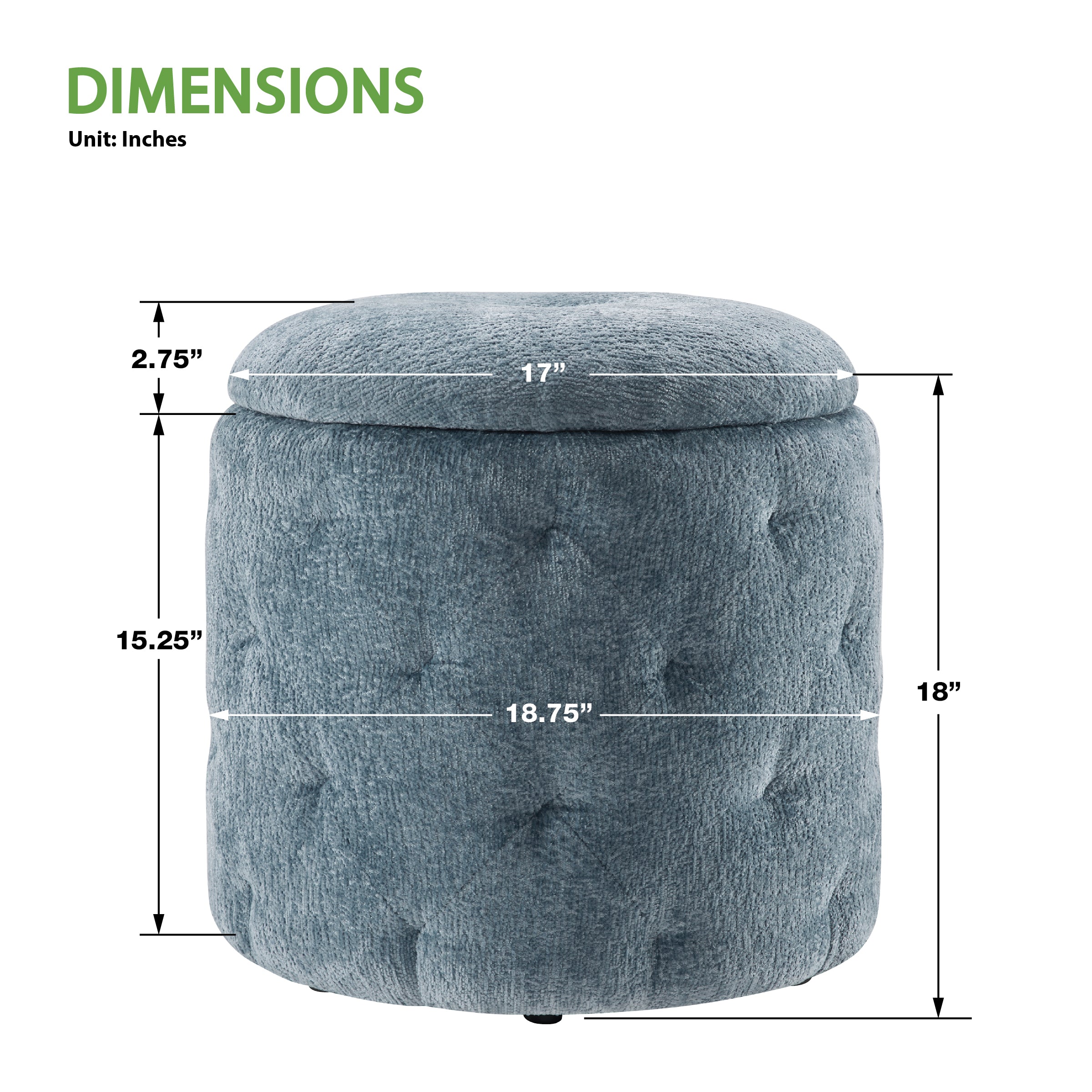 Erindale Round Storage Ottoman - Sky