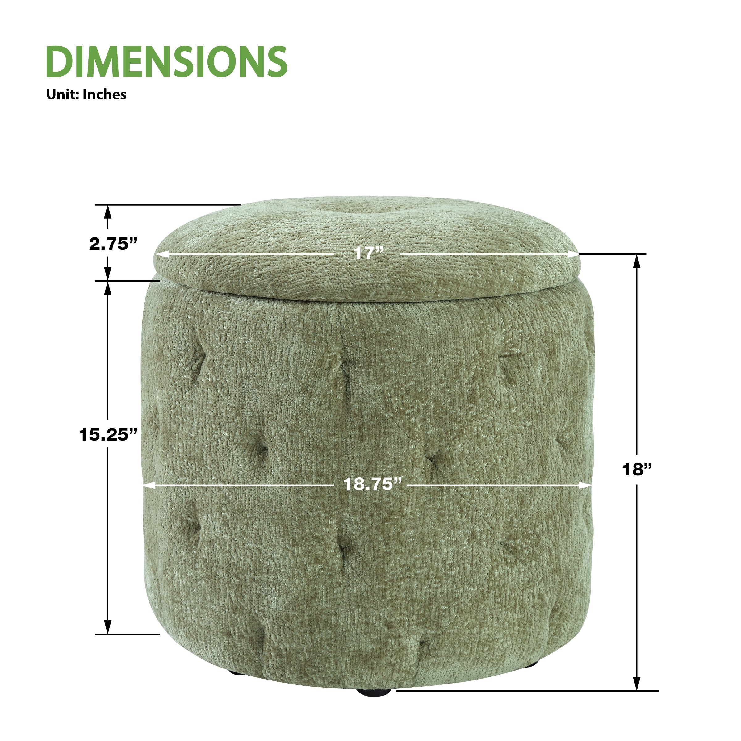 Erindale Round Storage Ottoman - Spring Green