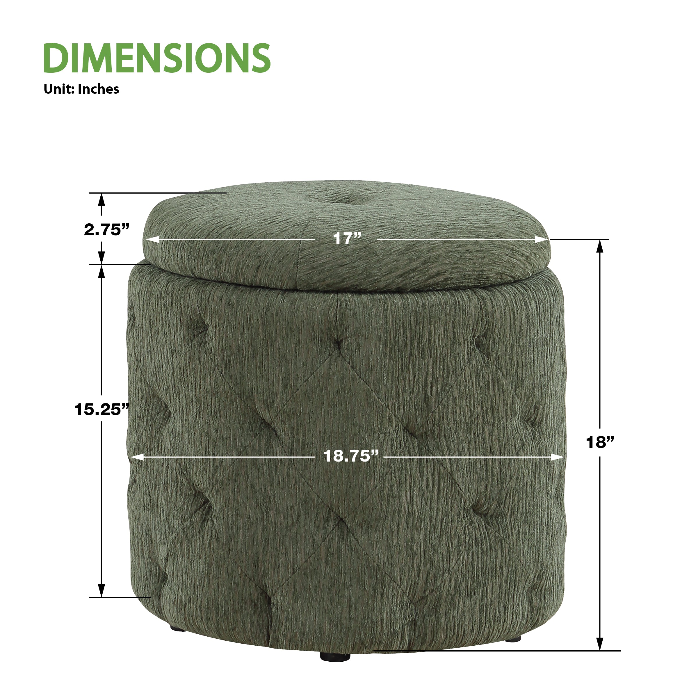 Erindale Round Storage Ottoman - Pine