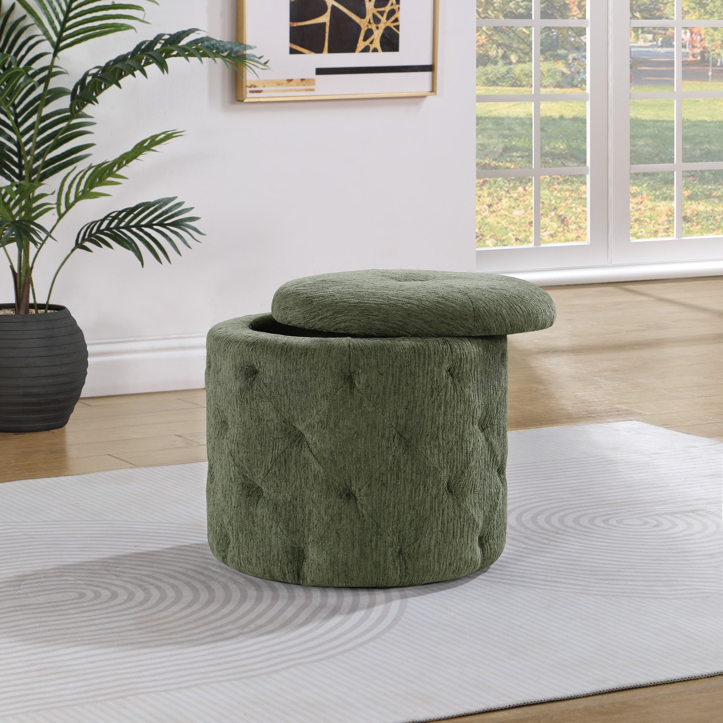 Erindale Round Storage Ottoman - Pine