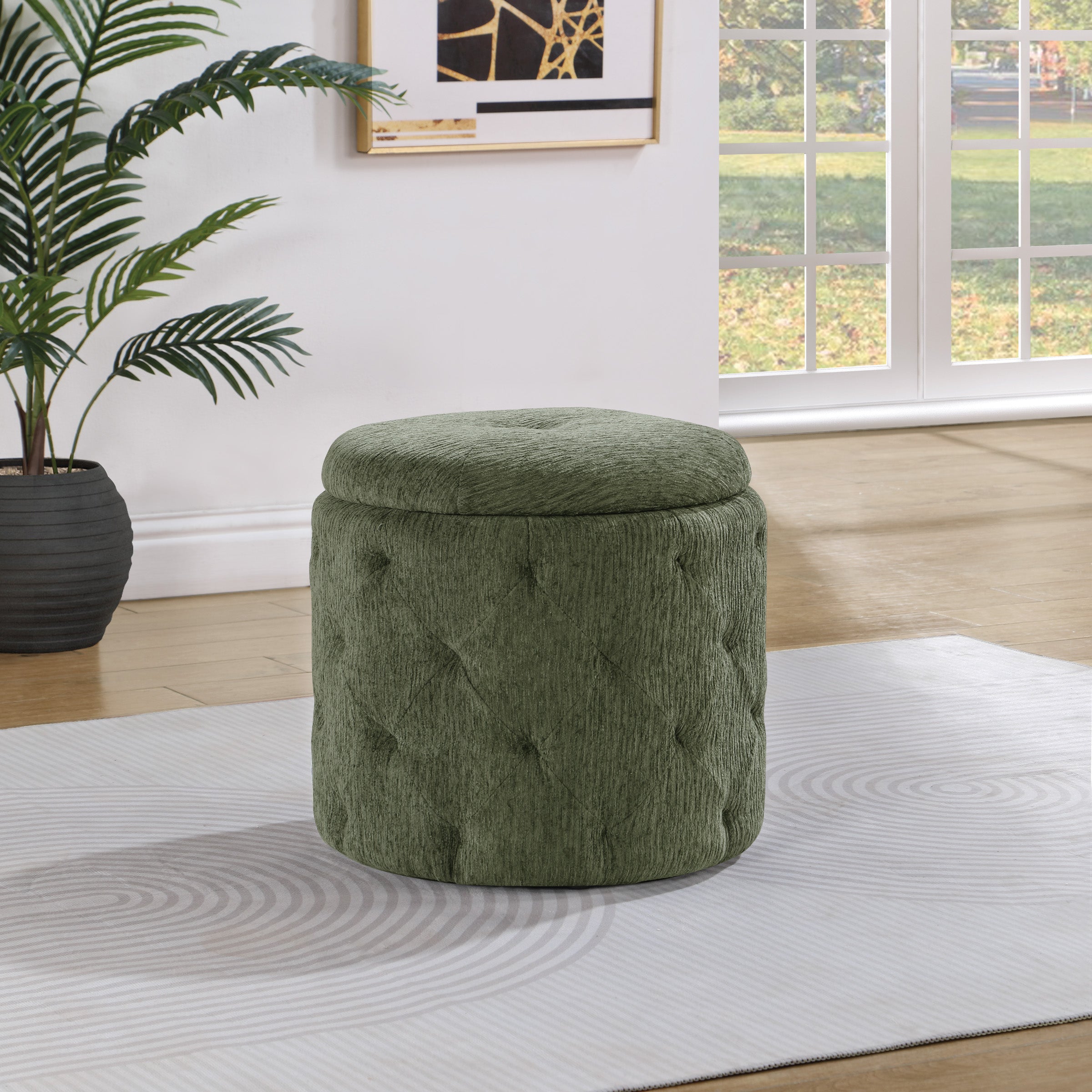 Erindale Round Storage Ottoman - Pine