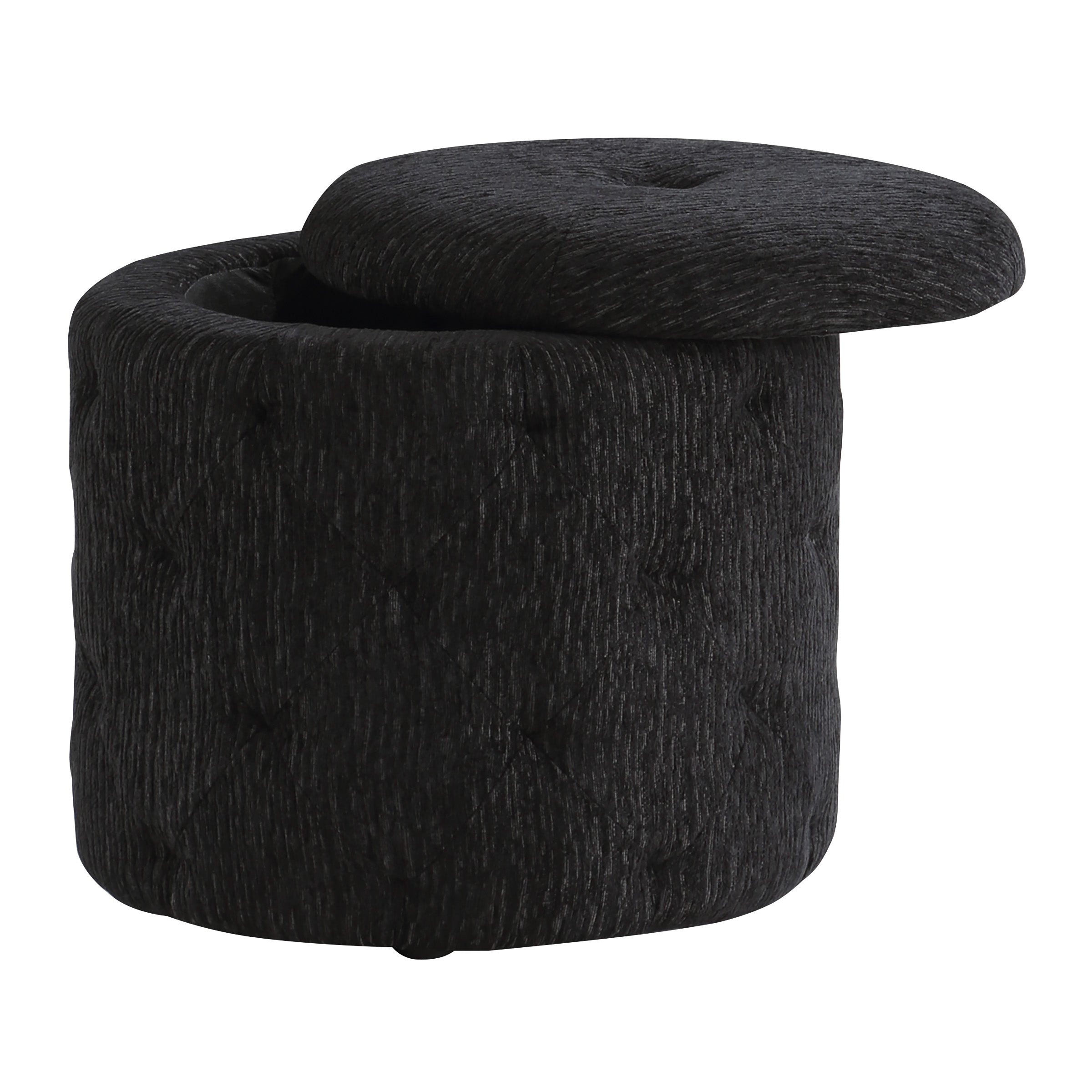Erindale Round Storage Ottoman - Onyx