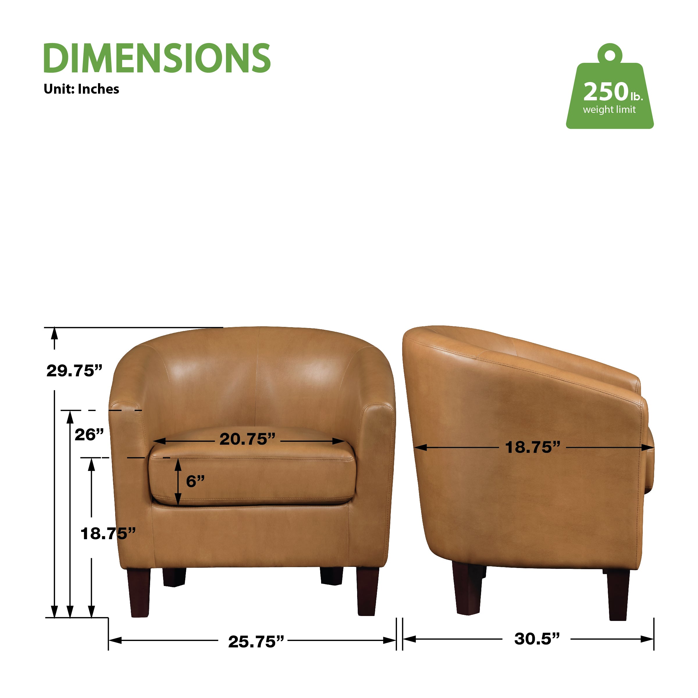 Ethan Tub Chair - Camel