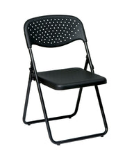 Folding Chair with Plastic Seat and Back - Black