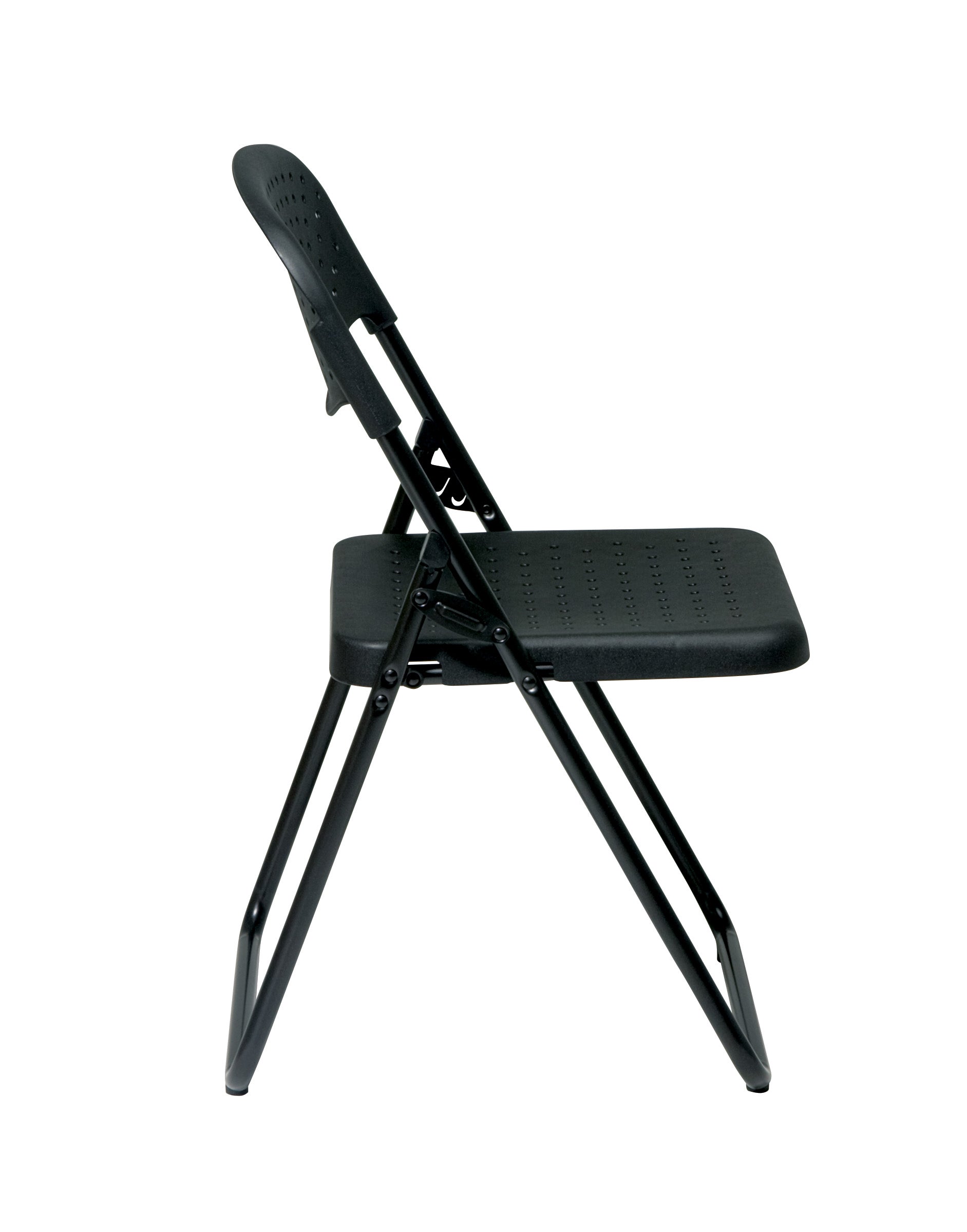Folding Chair with Plastic Seat and Back - Black