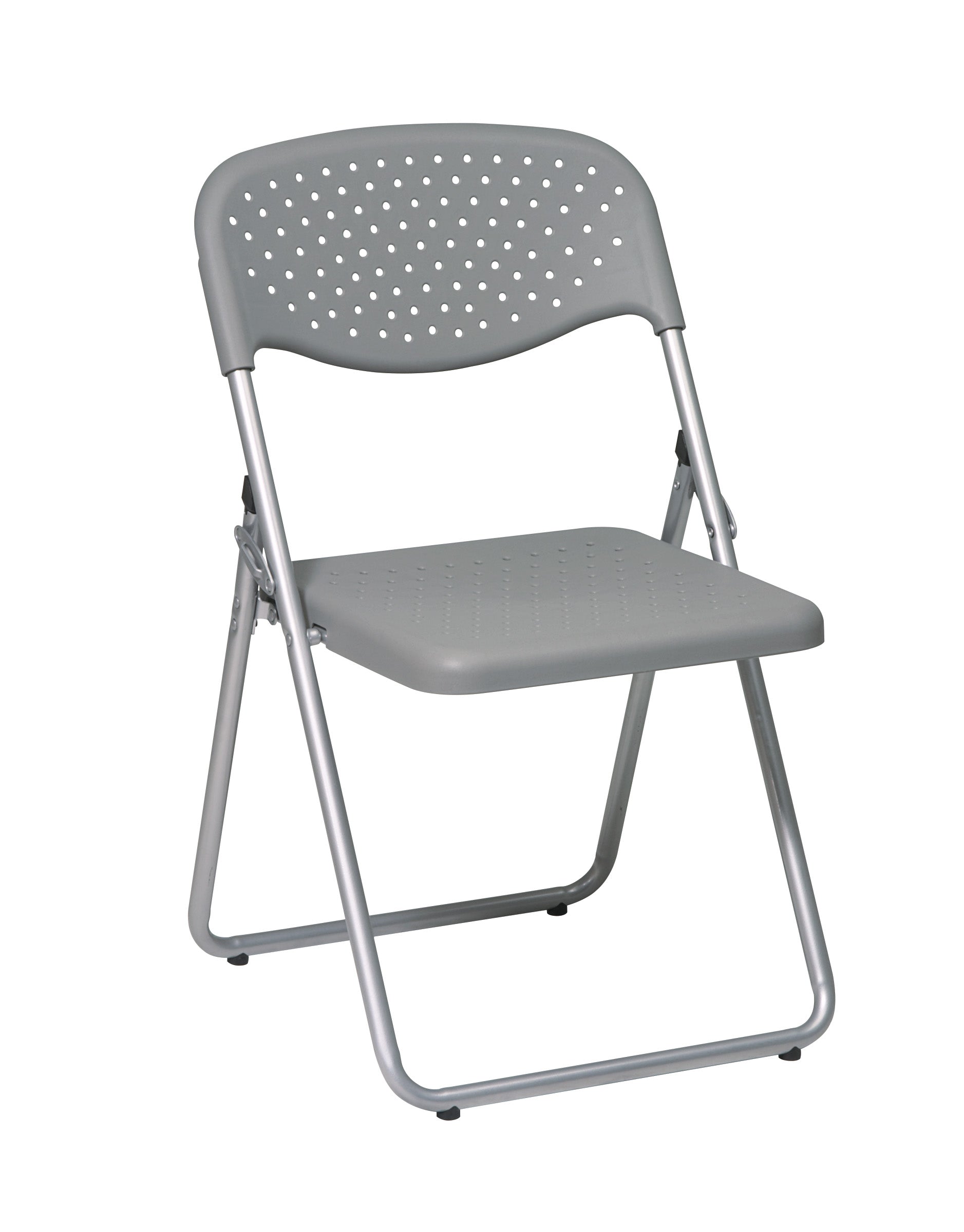 Folding Chair with Plastic Seat and Back - Silver / Grey