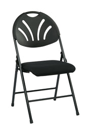 Folding Chair with Plastic Fan Back - Black
