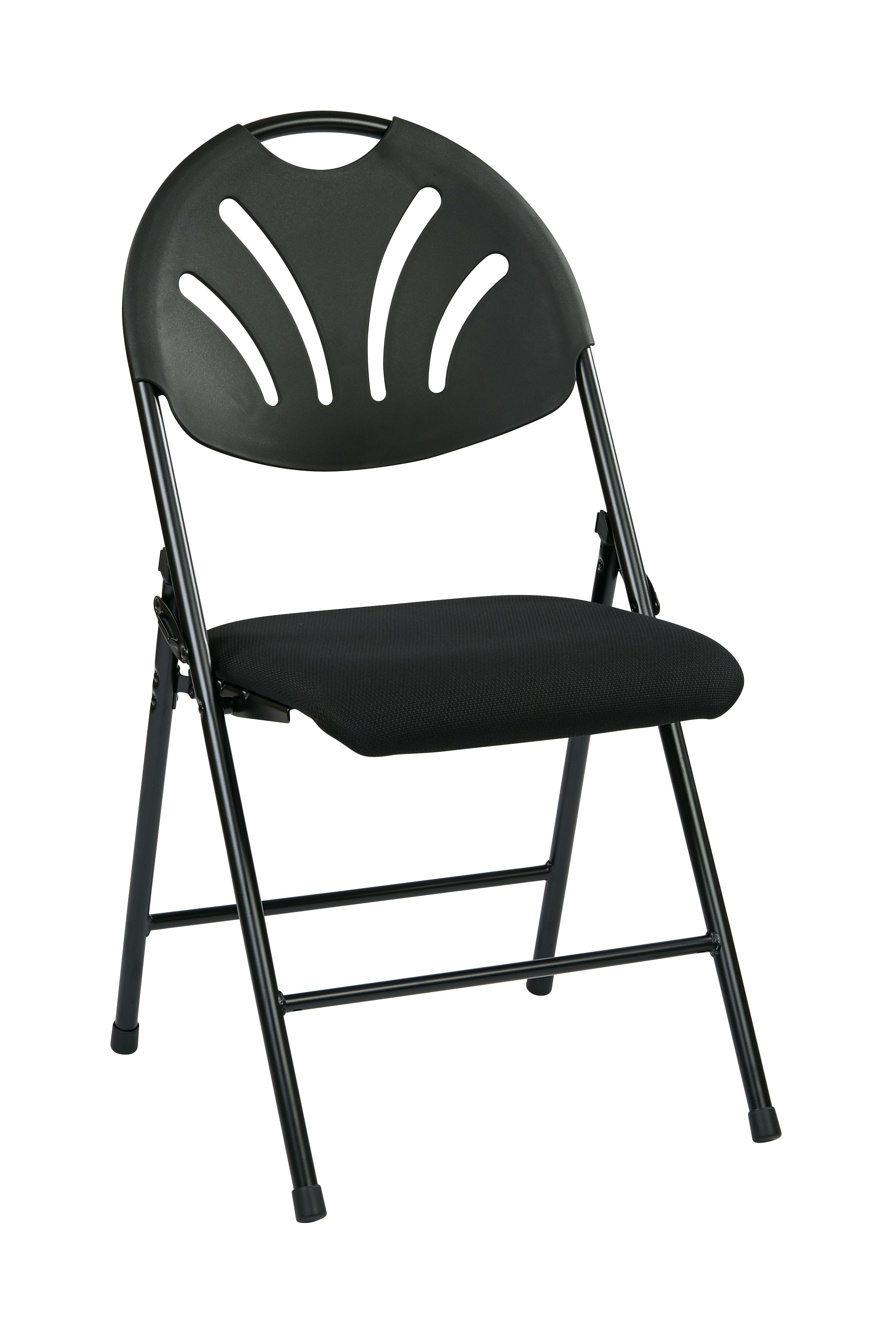 Folding Chair with Plastic Fan Back - Black